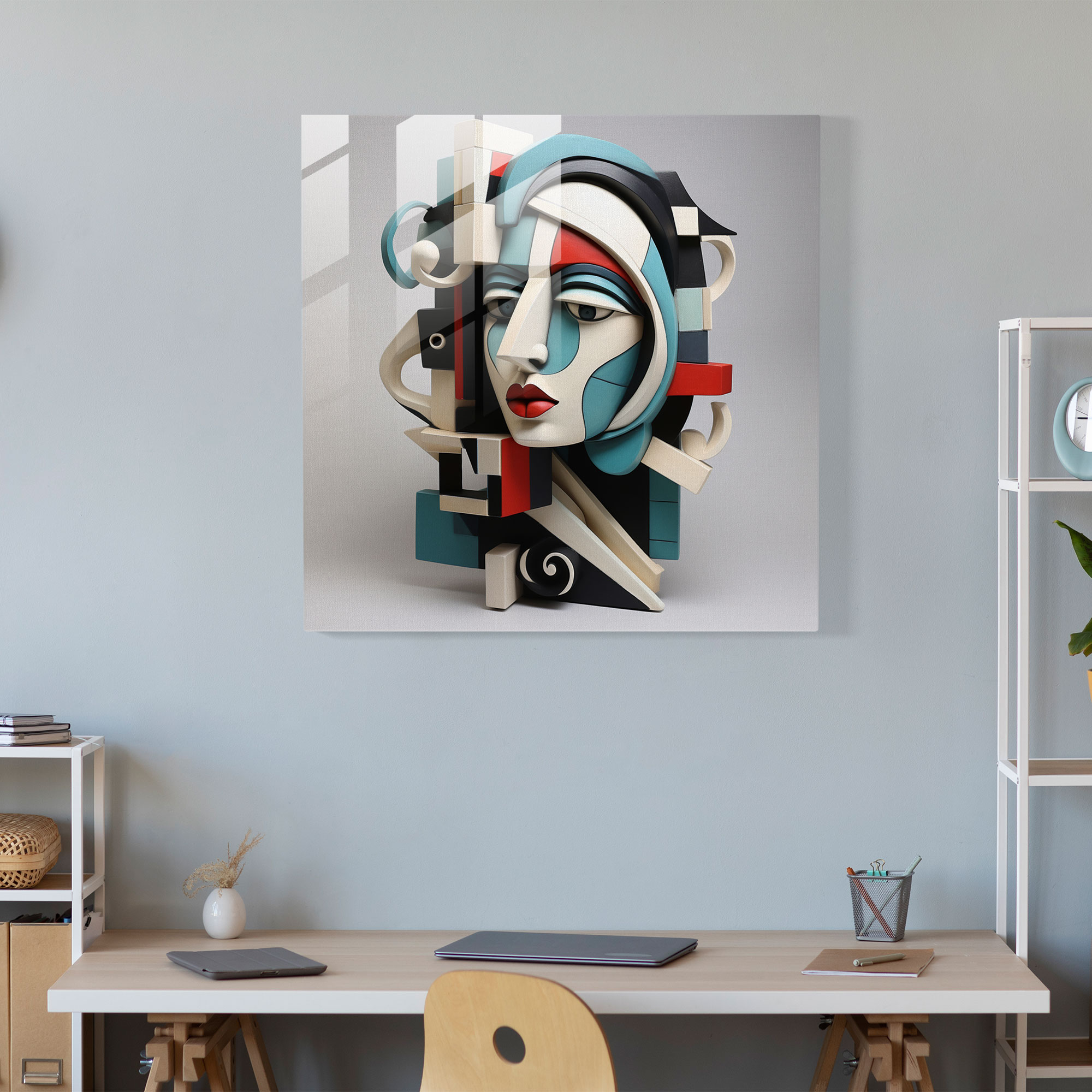 Cubist Glass Print - Abstract Portrait Of A Woman - Portrait, Portrait, Glass Art, Glass Wall Art