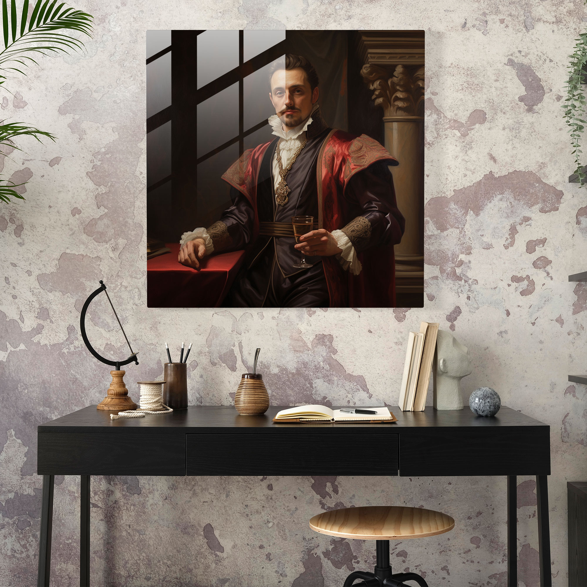 Elegant Noble Glass Print - Portrait, Sophistication, Home Decoration, Glass Print