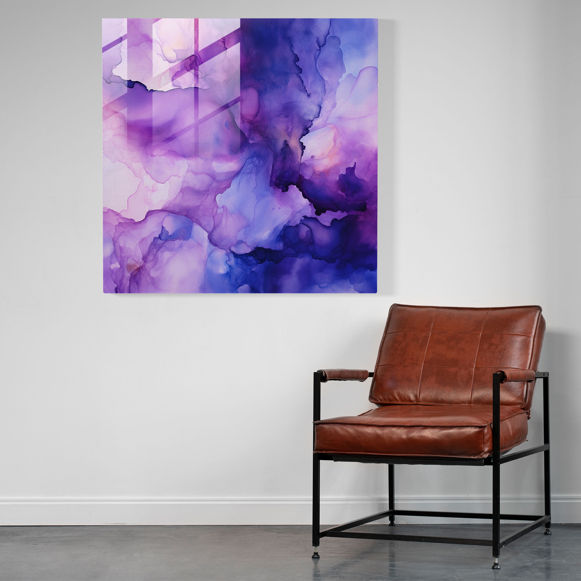 Purple Harmony Glass Print - Abstract Watercolor Glass Wall Art - Purple, Purple Theme, Abstract Art, Glass Print