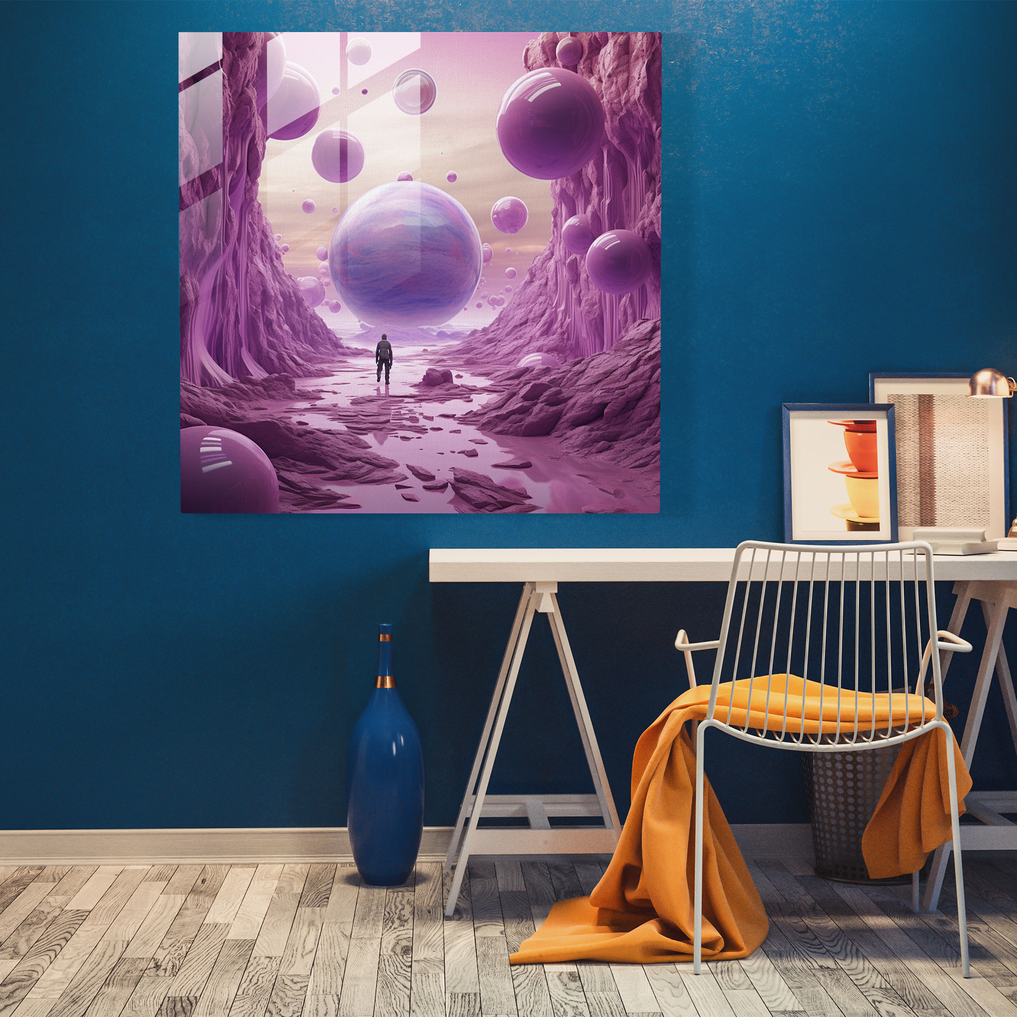 Enchanted Purple Realms Glass Print - Surreal Digital Glass Wall Art - Purple, Surreal Digital Art, Glass Wall Art, Purple Theme