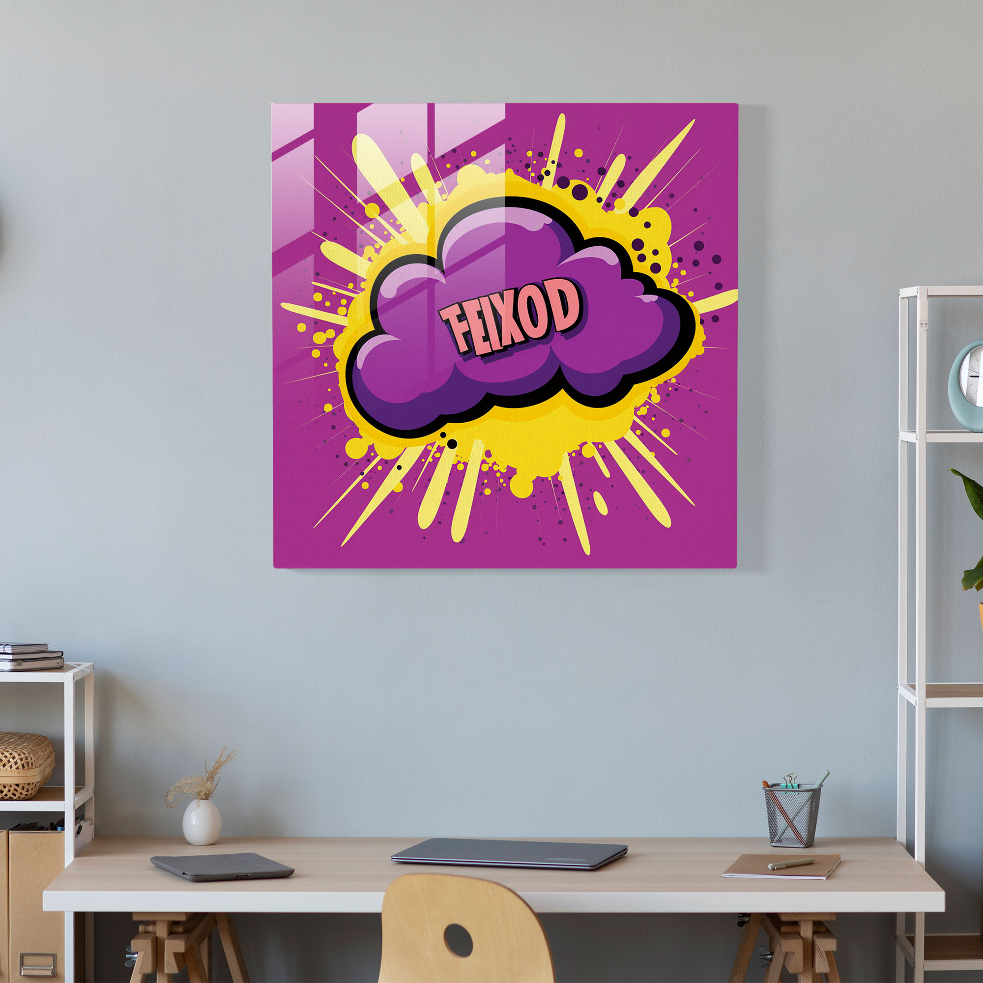 Playful Purple Speech Bubble Glass Print - Pop Art Glass Wall Art - Purple, Pop Art, Purple Theme, Glass Print