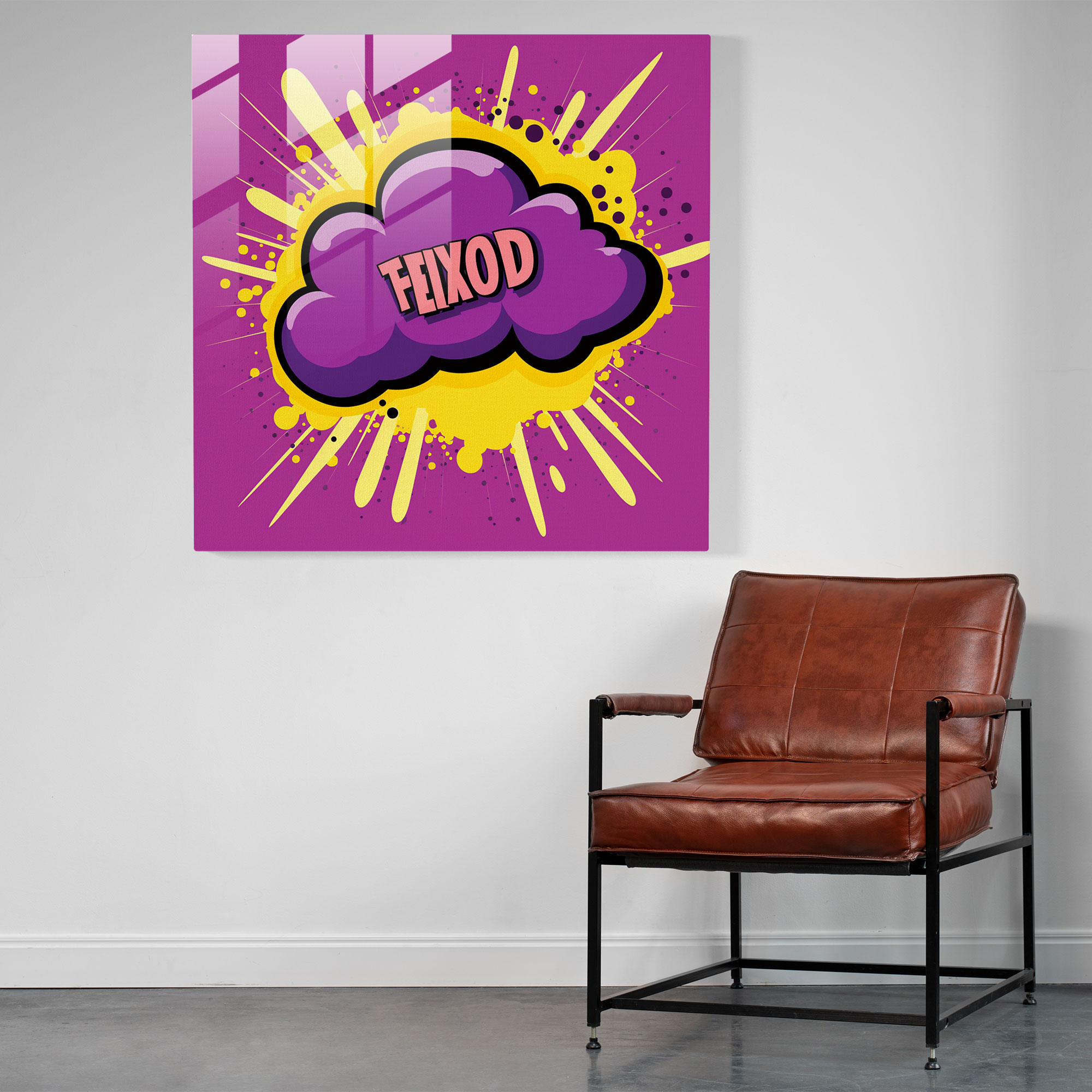 Playful Purple Speech Bubble Glass Print - Pop Art Glass Wall Art - Purple, Pop Art, Purple Theme, Glass Print