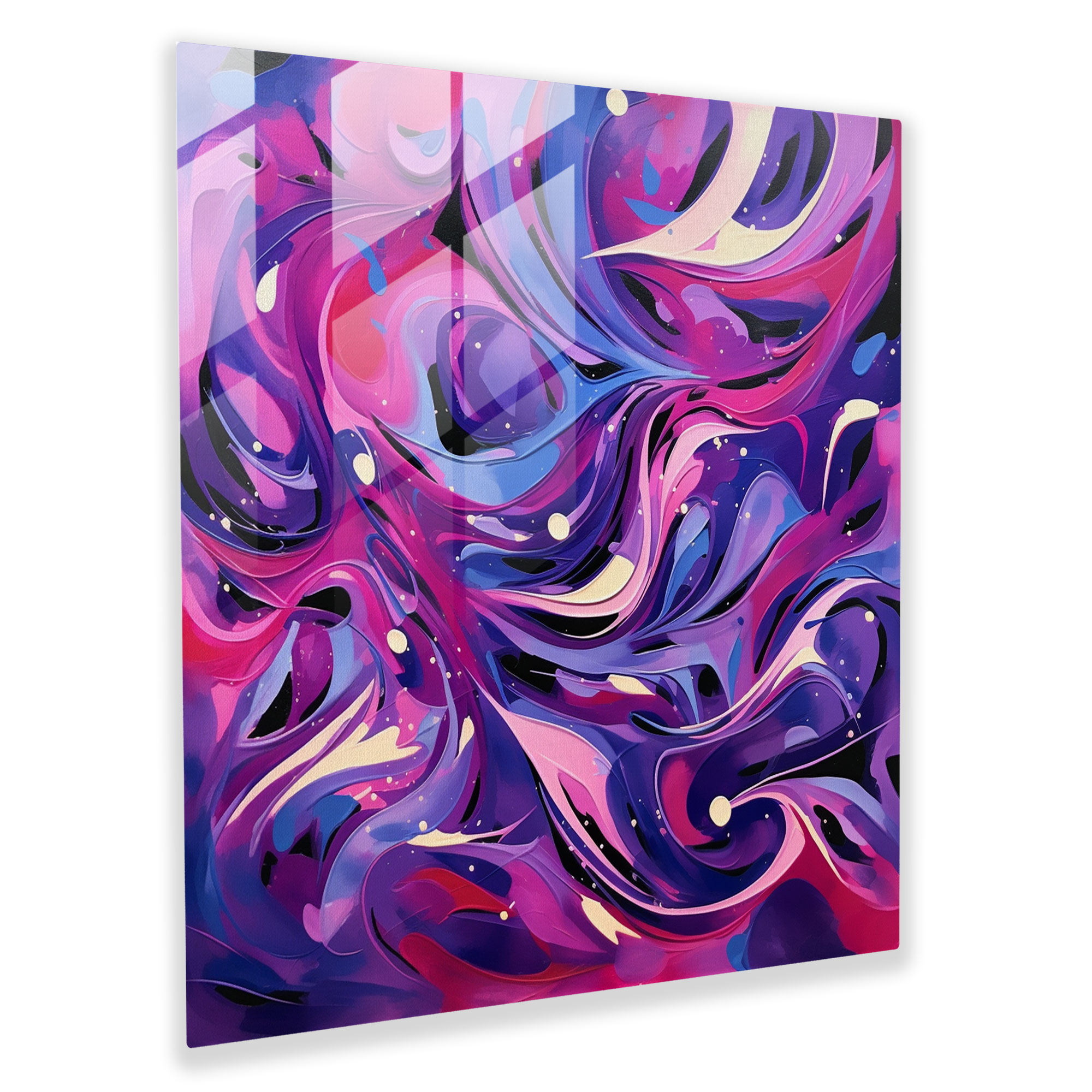 Purple Swirls Glass Print - Purple, Home Decoration, Glass Wall Art, Modern Art
