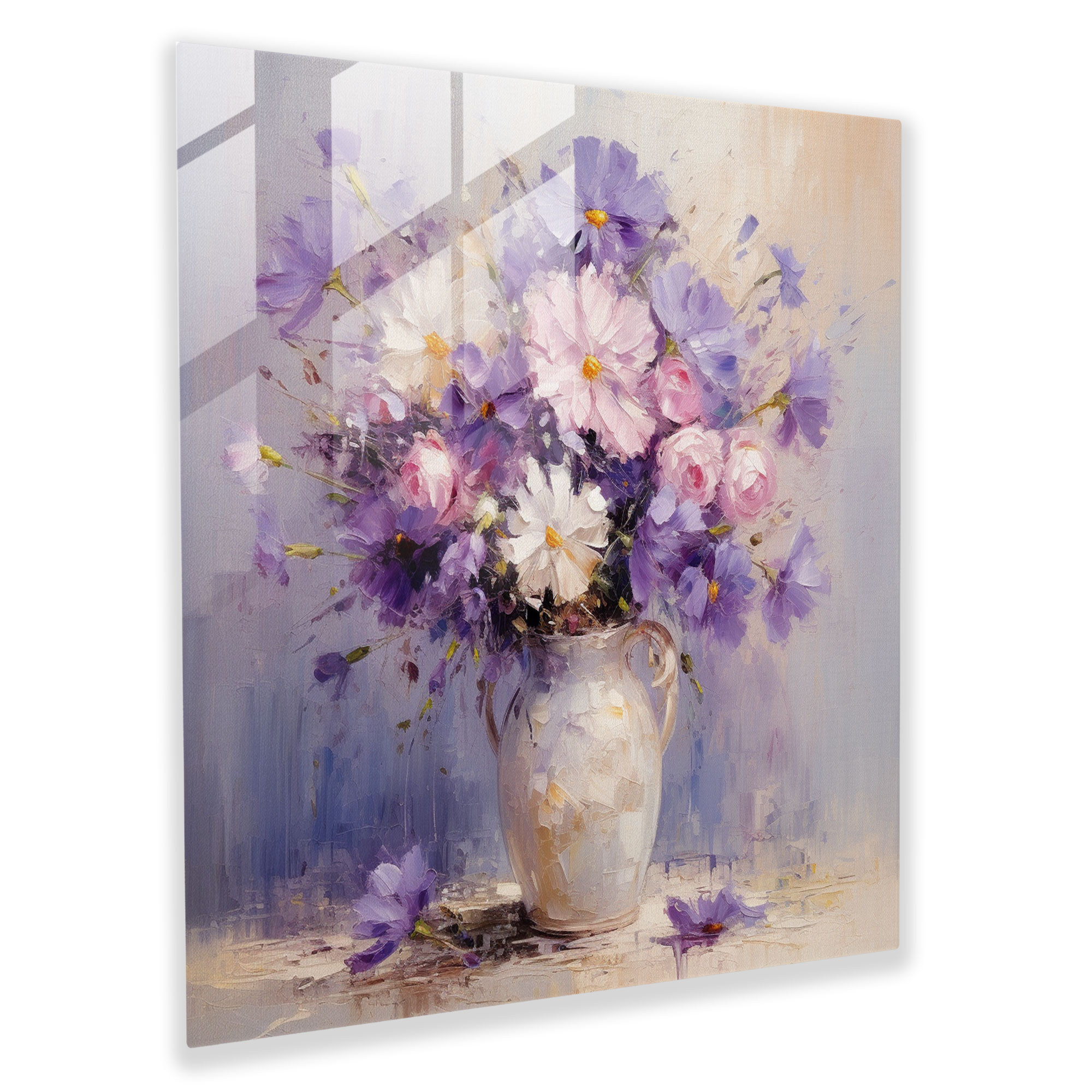 Purple Bouquet Glass Print - Purple, Bouquet, Glass Print, Home Decoration
