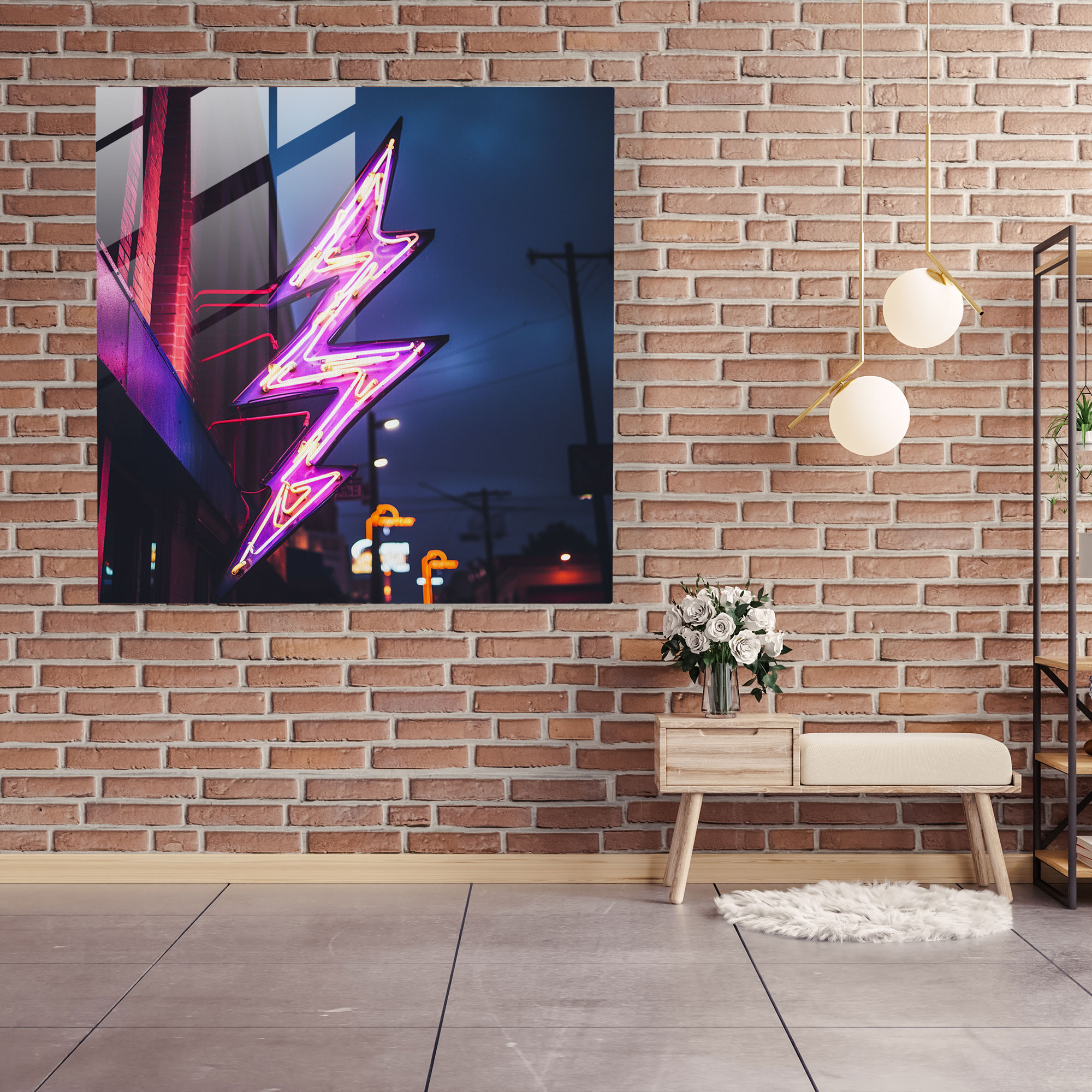 Purple Thunder Glass Print - Purple, Glow, Glass Wall Art, Purple