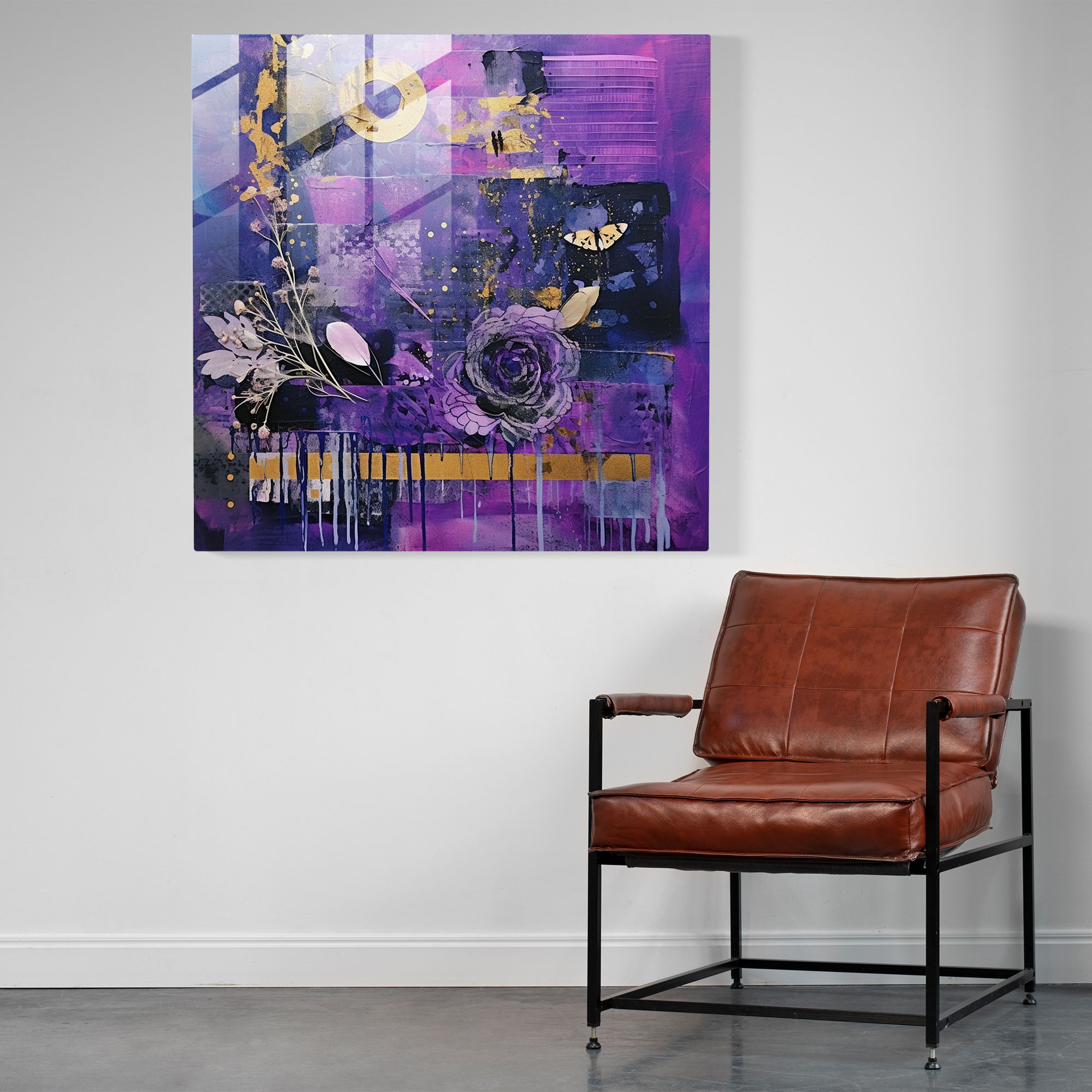 Purple Fusion Glass Print - Purple, Textures, Collage, Patterns