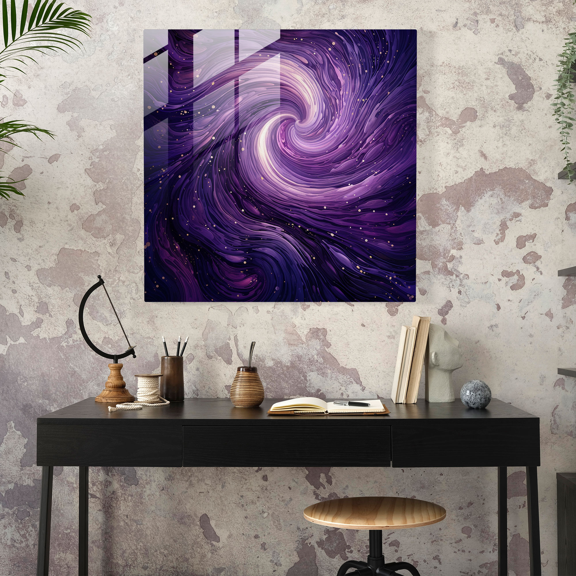 Cosmic Purple Glass Print - Purple, Wall Decoration, Galaxies, Glass Wall Art