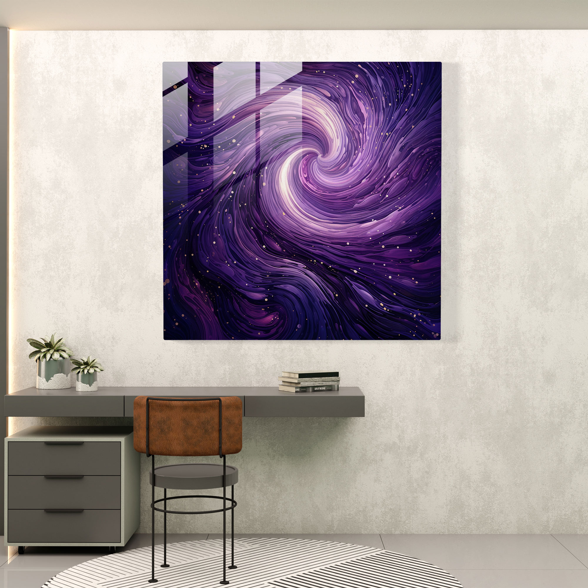 Cosmic Purple Glass Print - Purple, Wall Decoration, Galaxies, Glass Wall Art