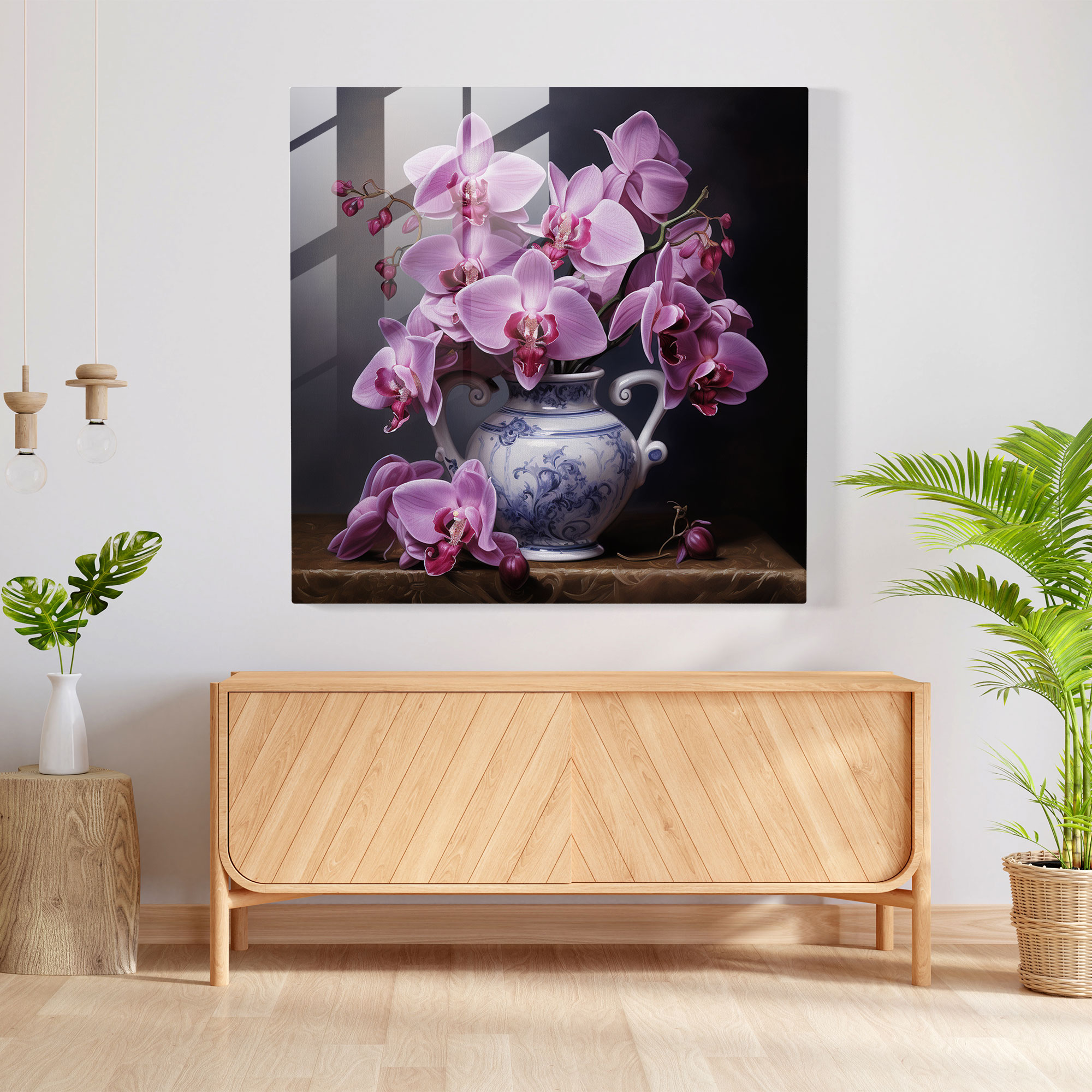 Graceful Orchids Glass Print - Purple, Glass Print, Home Decoration, Orchids