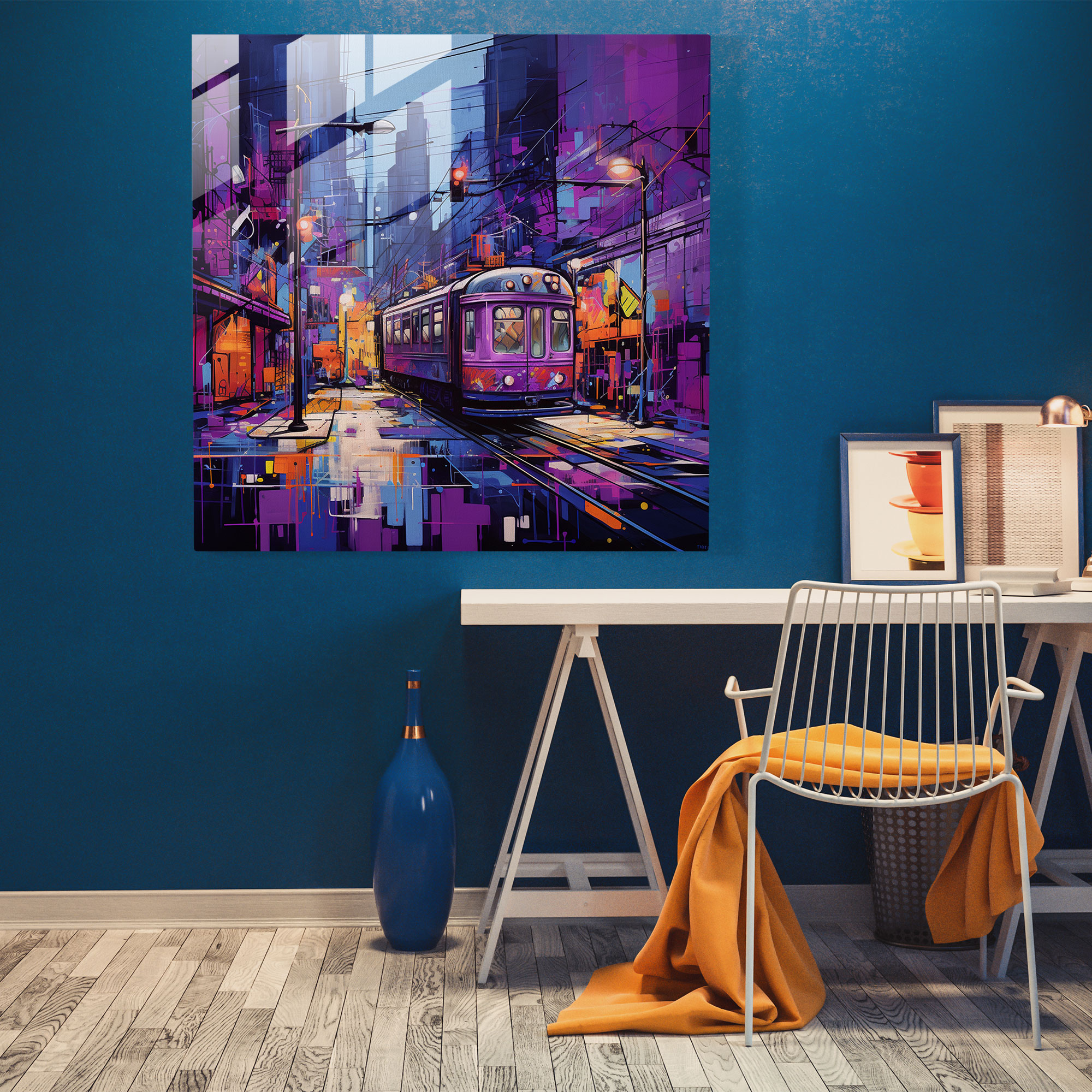 Urban Purple Graffiti Glass Print - Purple, Purple, Urban, Wall Decoration