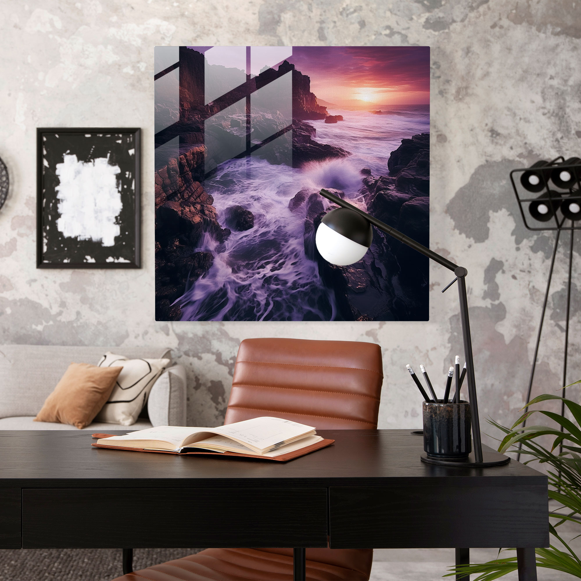 Mystic Purple Waves Glass Print - Purple, Glass Art, Glass Print, Powerful