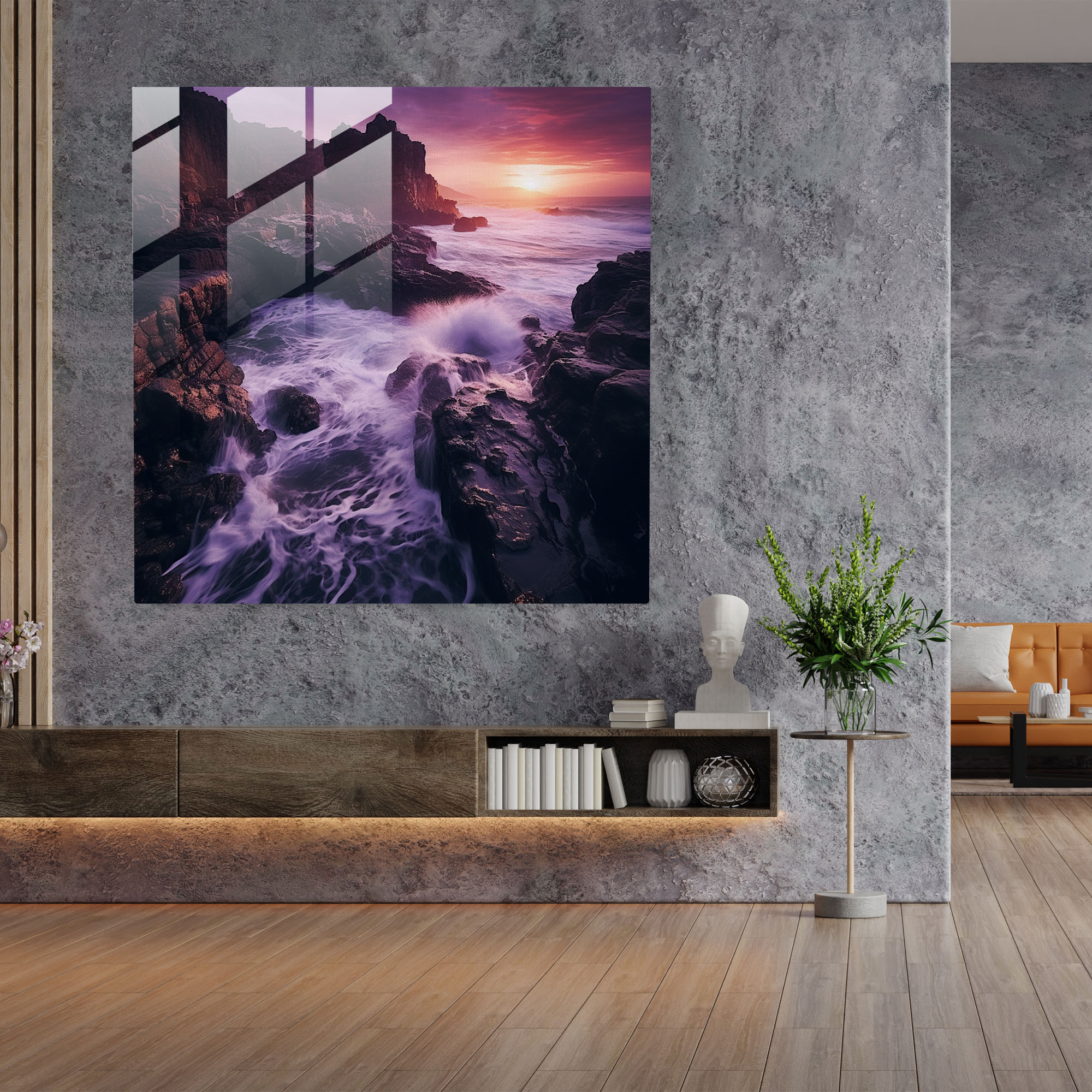 Mystic Purple Waves Glass Print - Purple, Glass Art, Glass Print, Powerful