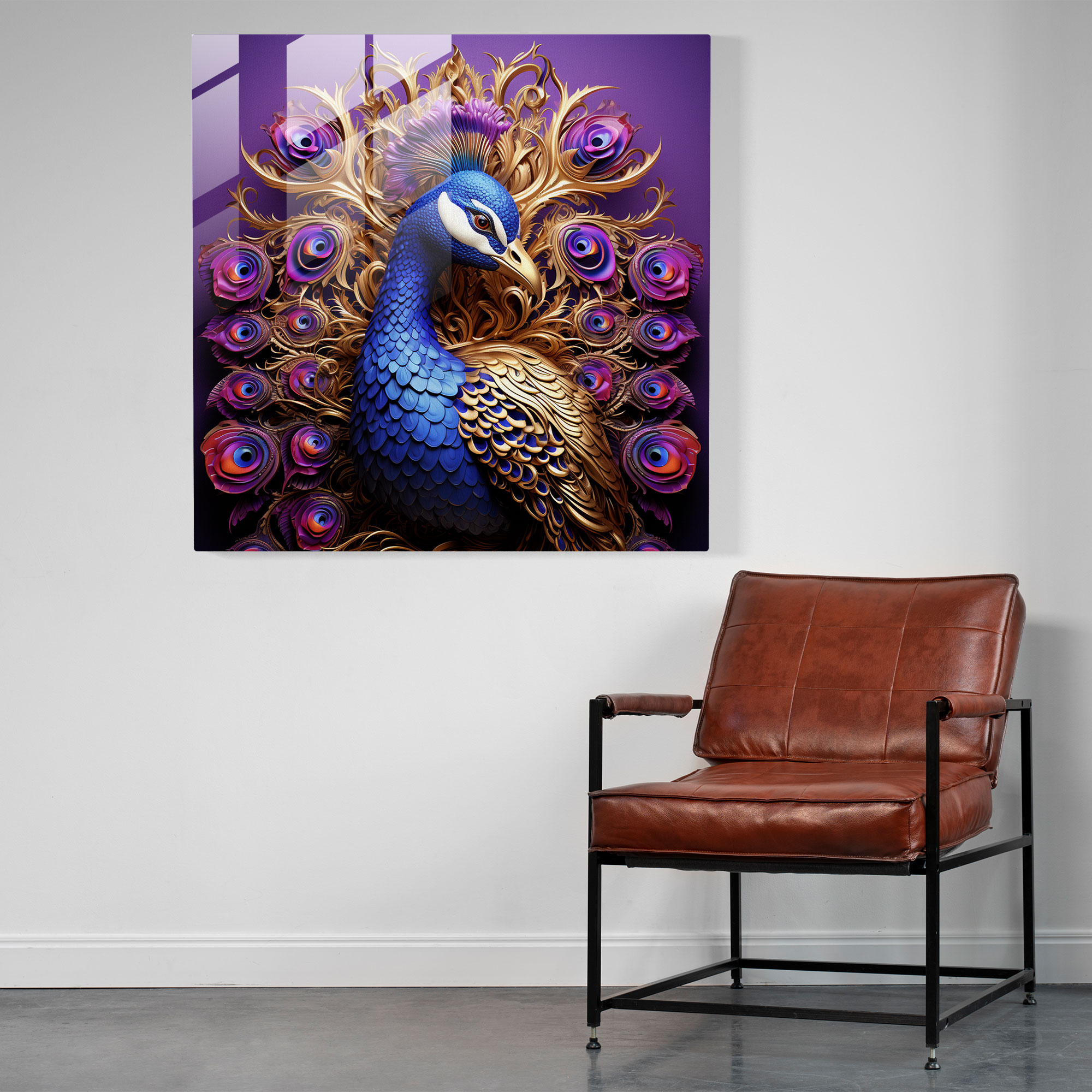 Regal Purple Peacock Glass Print - Purple, Regal, Elegant, Glass Wall Art
