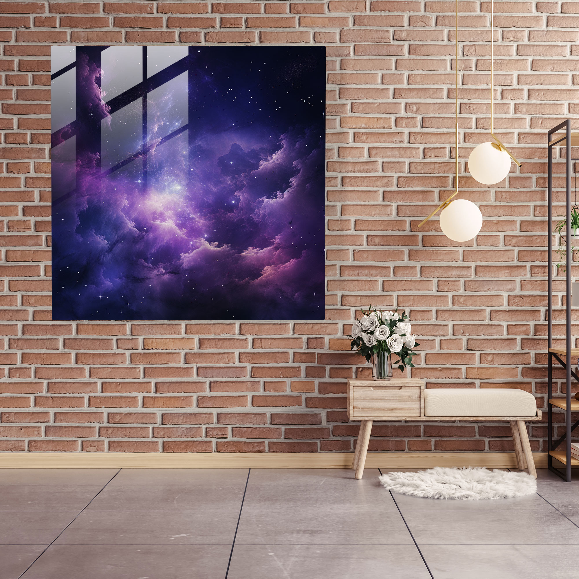 Celestial Purple Nebula Glass Print - Purple, Modern Art, Purple, Glass Art