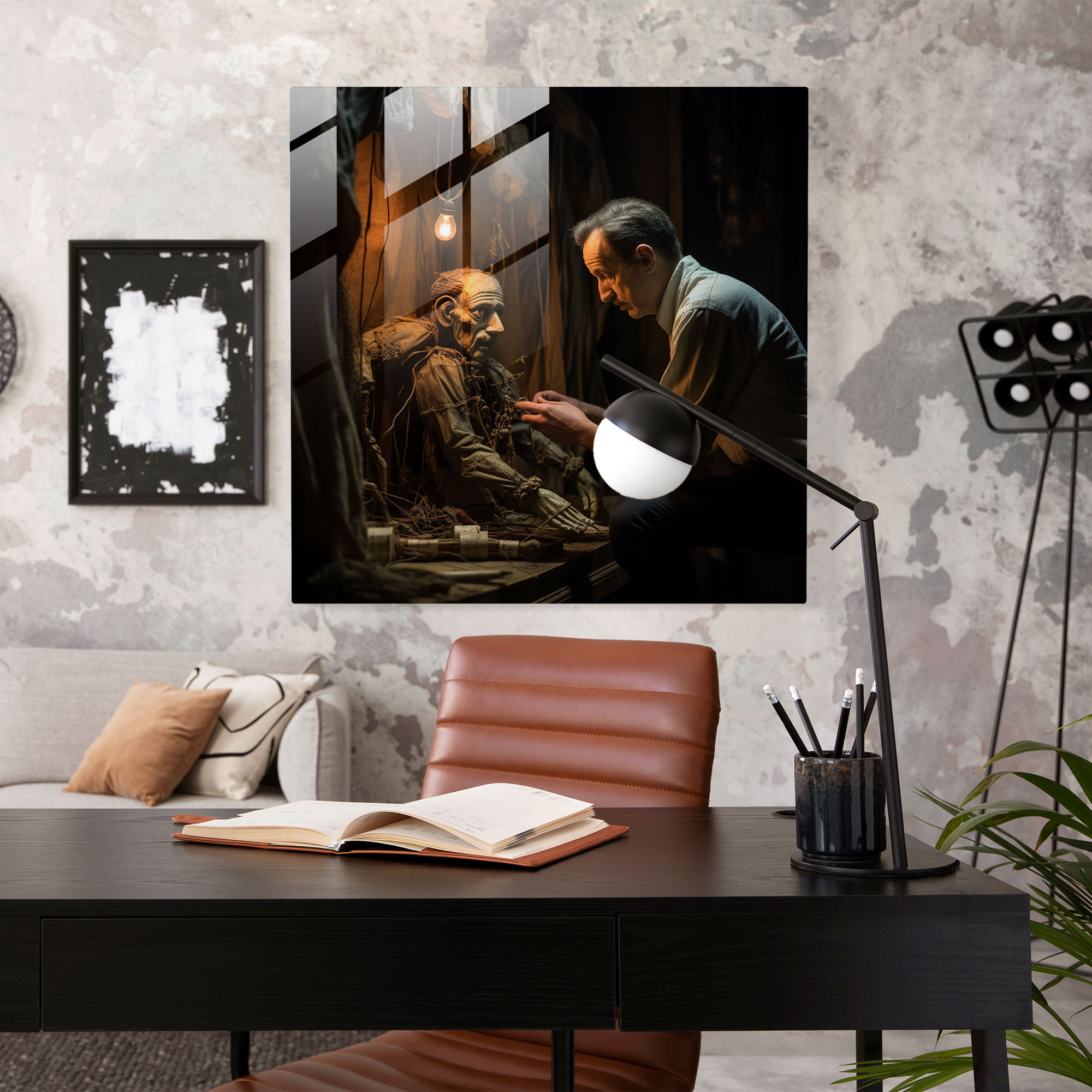 Puppet Show Spotlight Glass Print - Puppet, Spotlight, Glass Art, Puppet Show