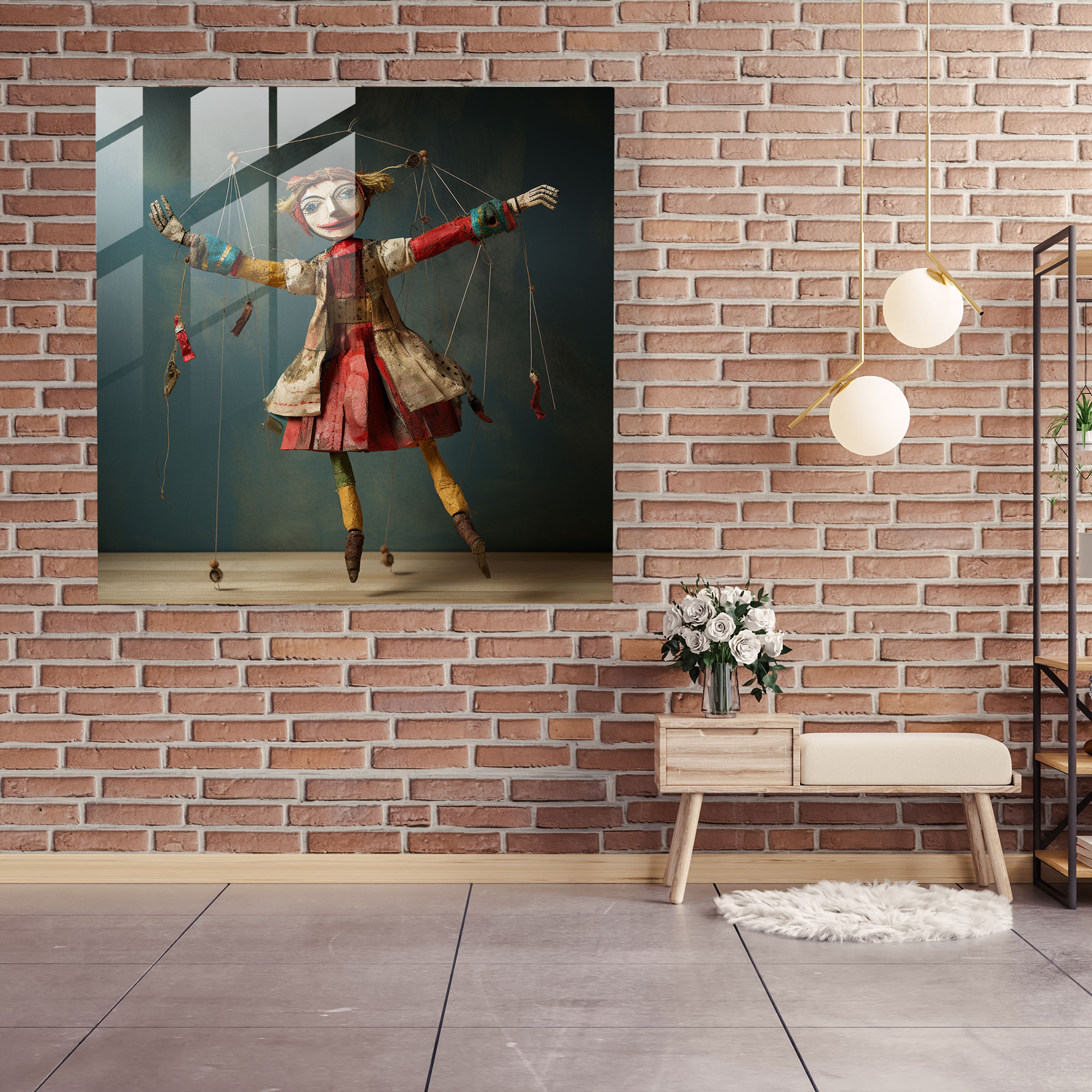 Whimsical Melody Puppet Glass Print - Puppet, Puppet, Glass Print, Melody