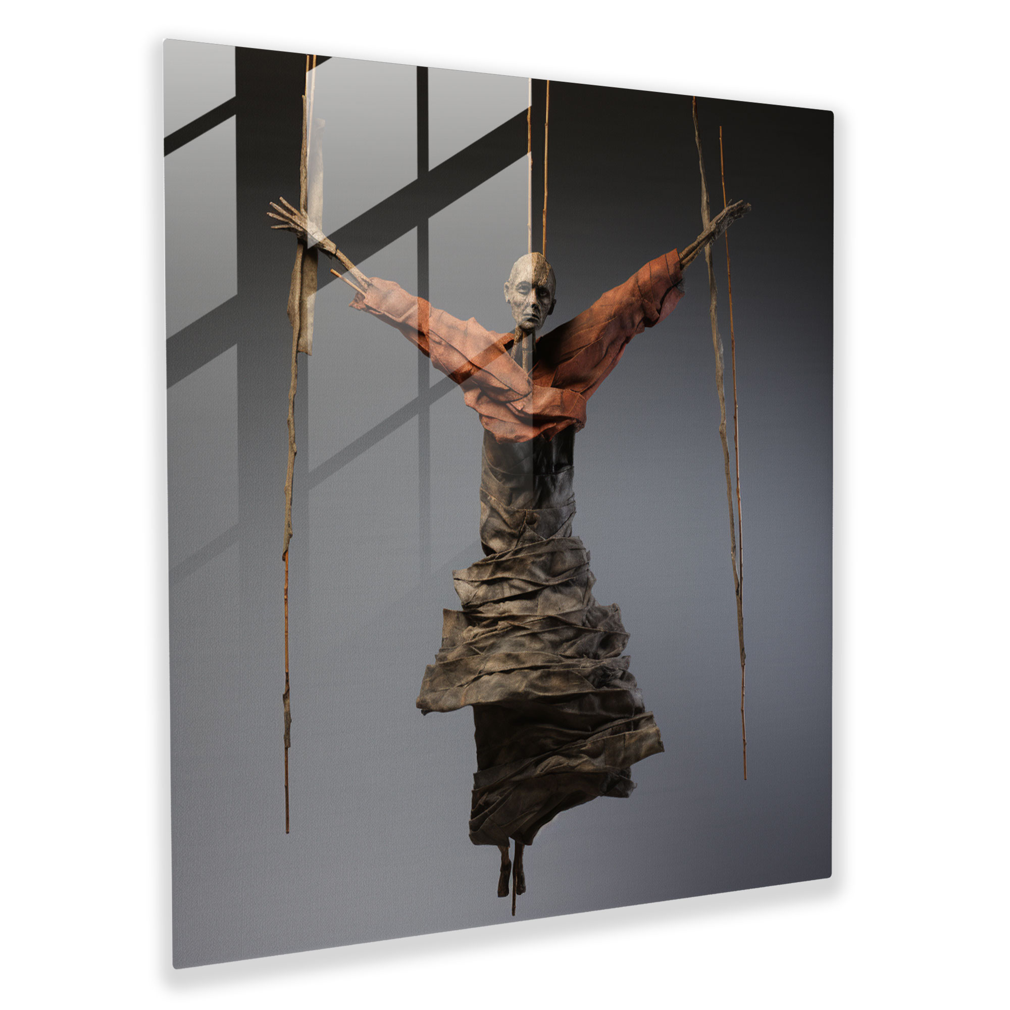 Freiheit Marionetten Glasbild - Marionette Moderne Kunst Glaskunst Glas Wandkunst