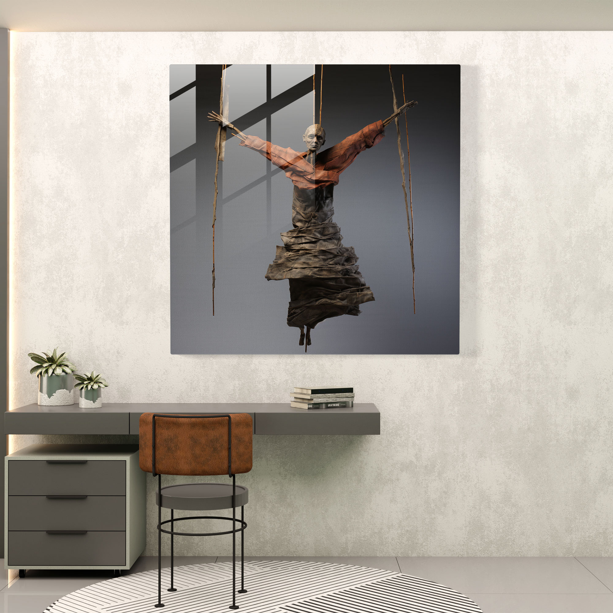 Freiheit Marionetten Glasbild - Marionette Moderne Kunst Glaskunst Glas Wandkunst