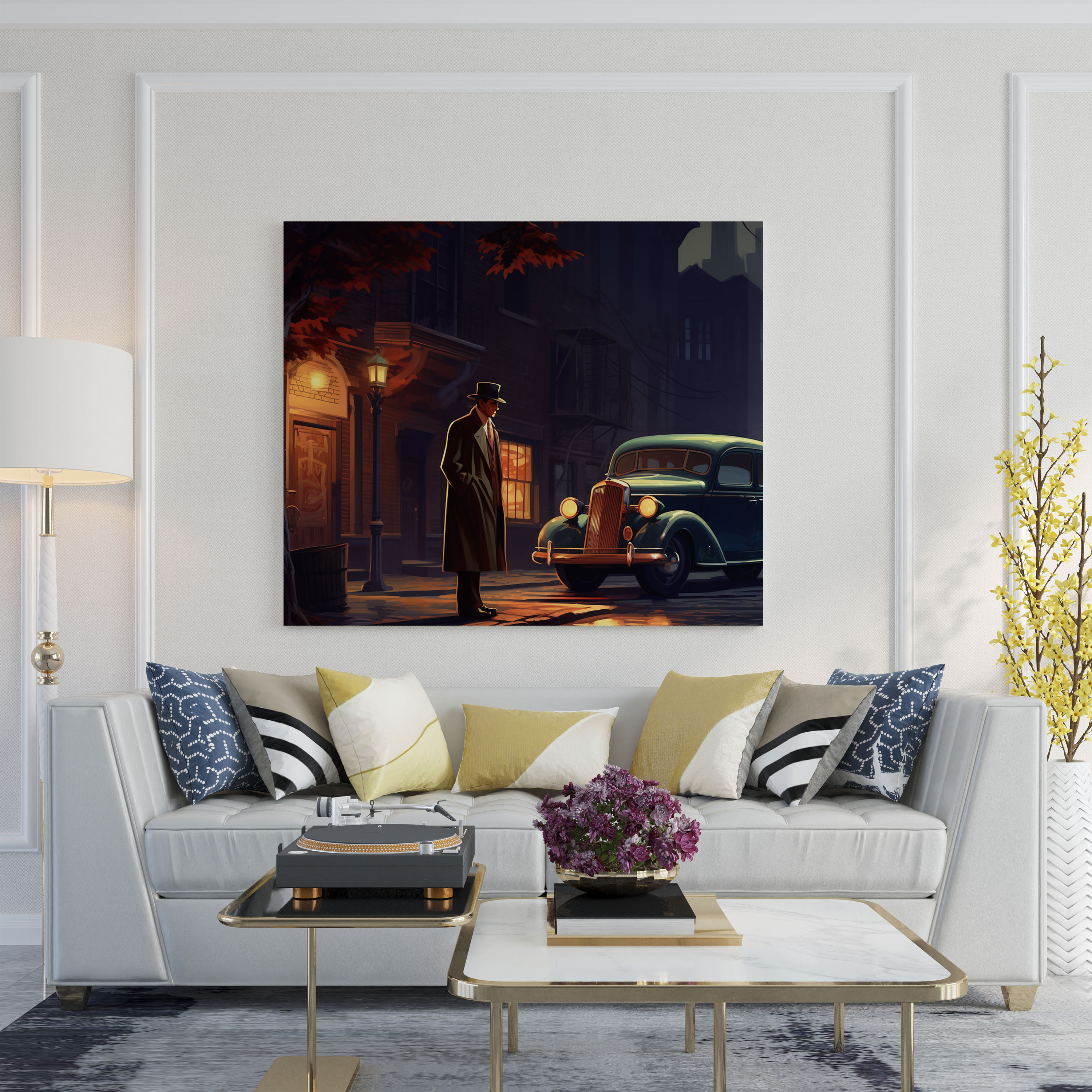 Pulp Fiction Canvas Print - Retro Detective In Alley - Pulp Fiction, Canvas Print, Wall Decoration, Fedora Hat