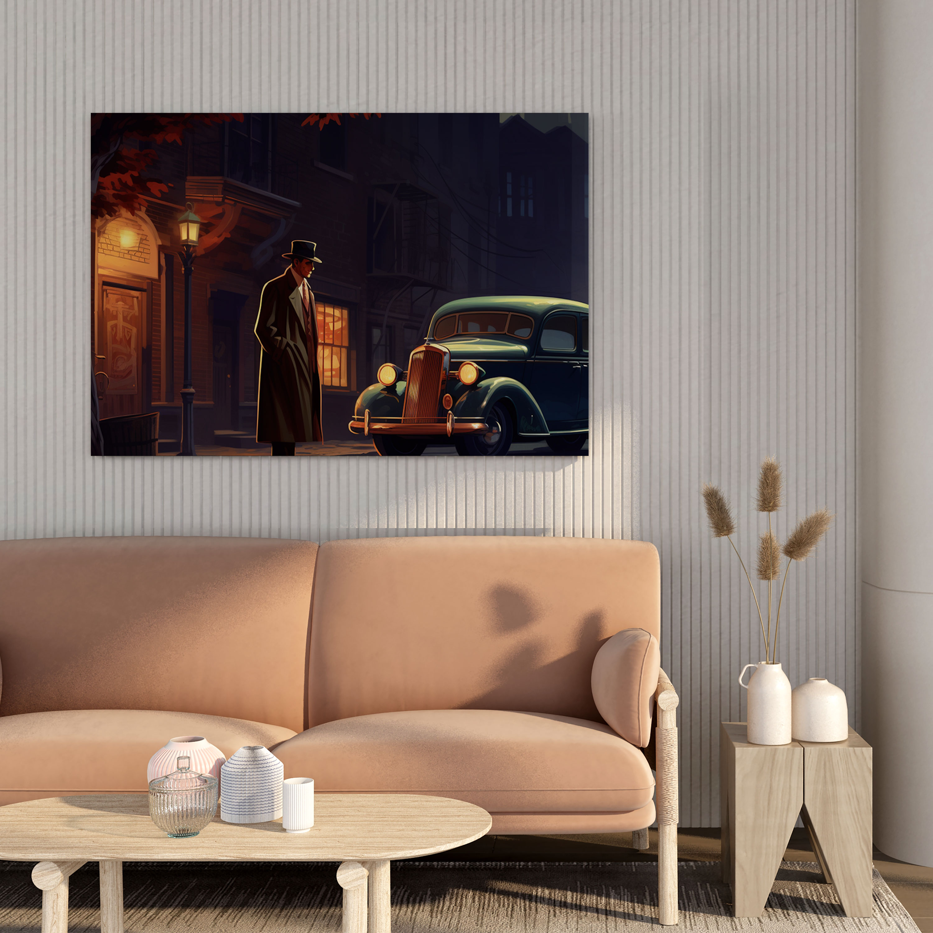 Pulp Fiction Canvas Print - Retro Detective In Alley - Pulp Fiction, Canvas Print, Wall Decoration, Fedora Hat