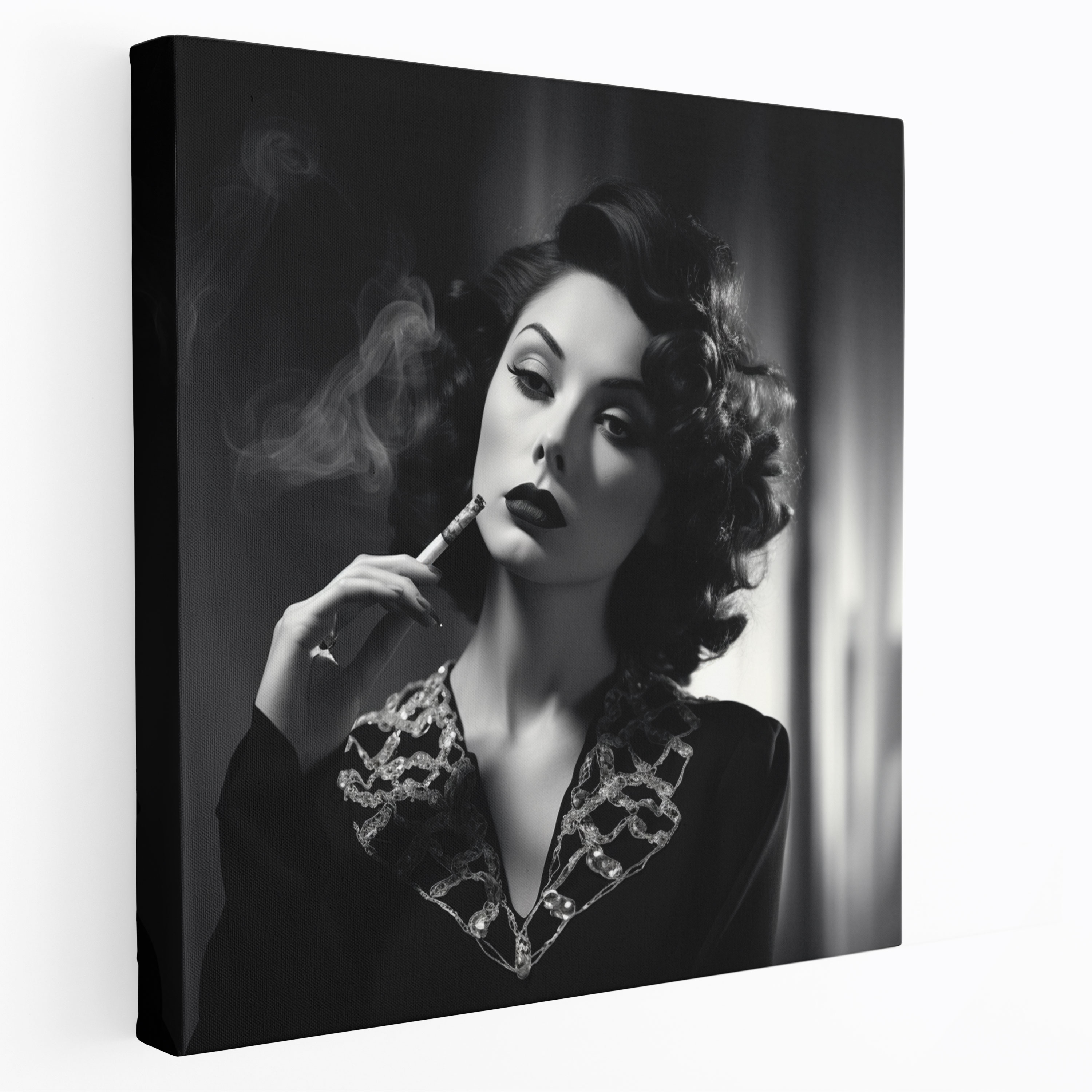Pulp Fiction Canvas Print - Vintage Femme Fatale Portrait - Pulp Fiction, Sophistication, Home Decoration, Intrigue