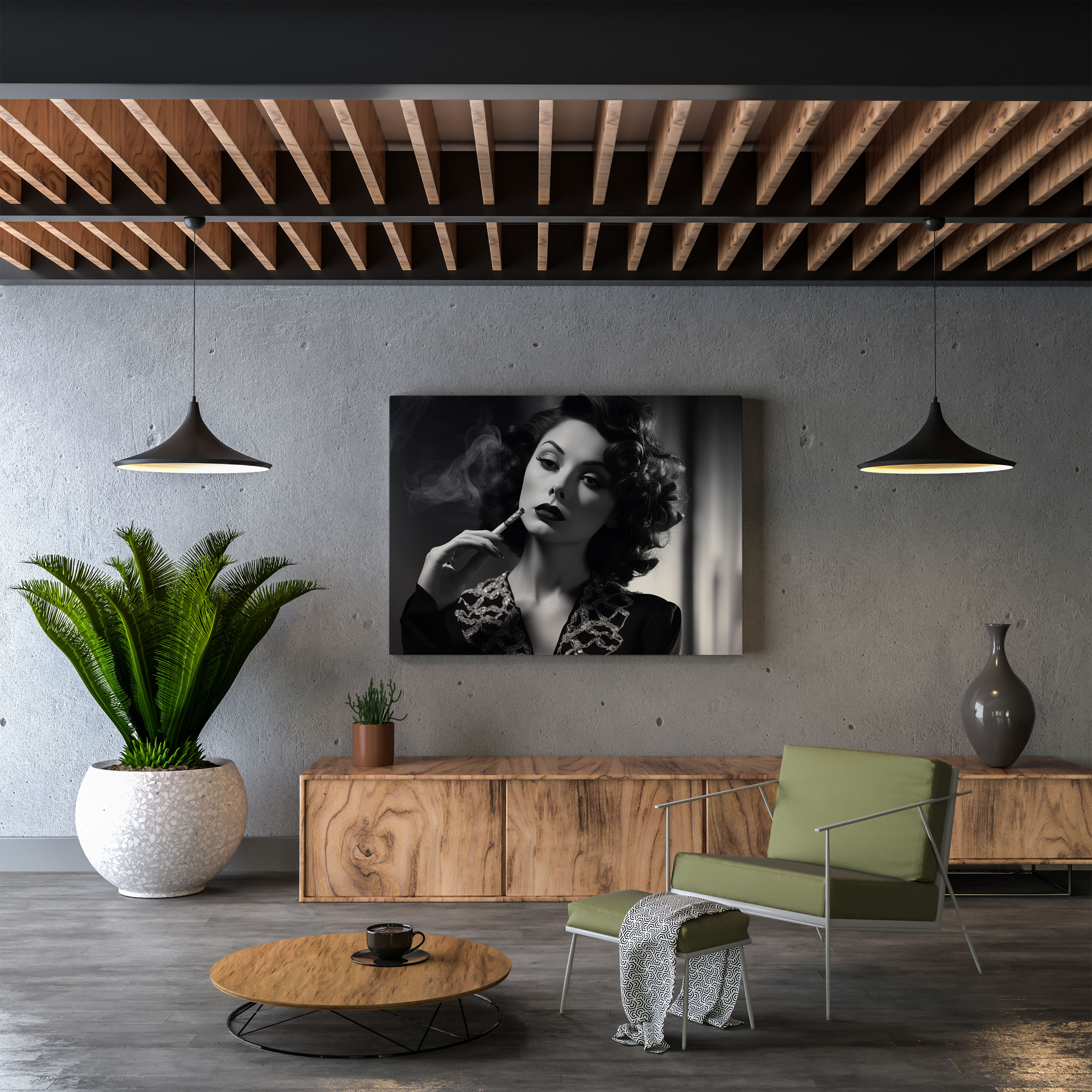 Pulp Fiction Canvas Print - Vintage Femme Fatale Portrait - Pulp Fiction, Sophistication, Home Decoration, Intrigue