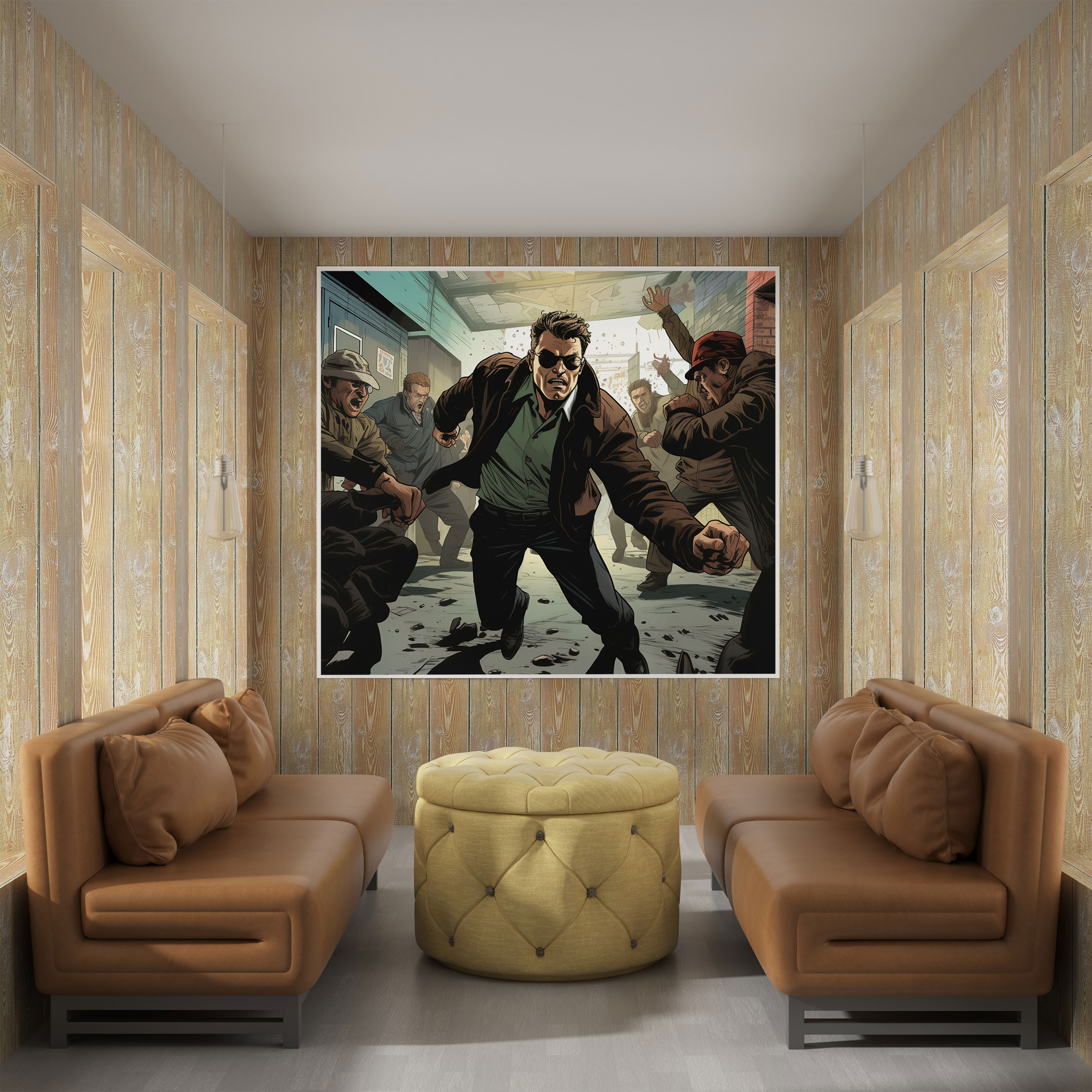 Pulp Fiction Duvar Sanatı - Retro Çizgi Roman Dedektifi - Canlı Renklerle Pulp Fiction Retro Çizgi Roman Kanvas Tablo