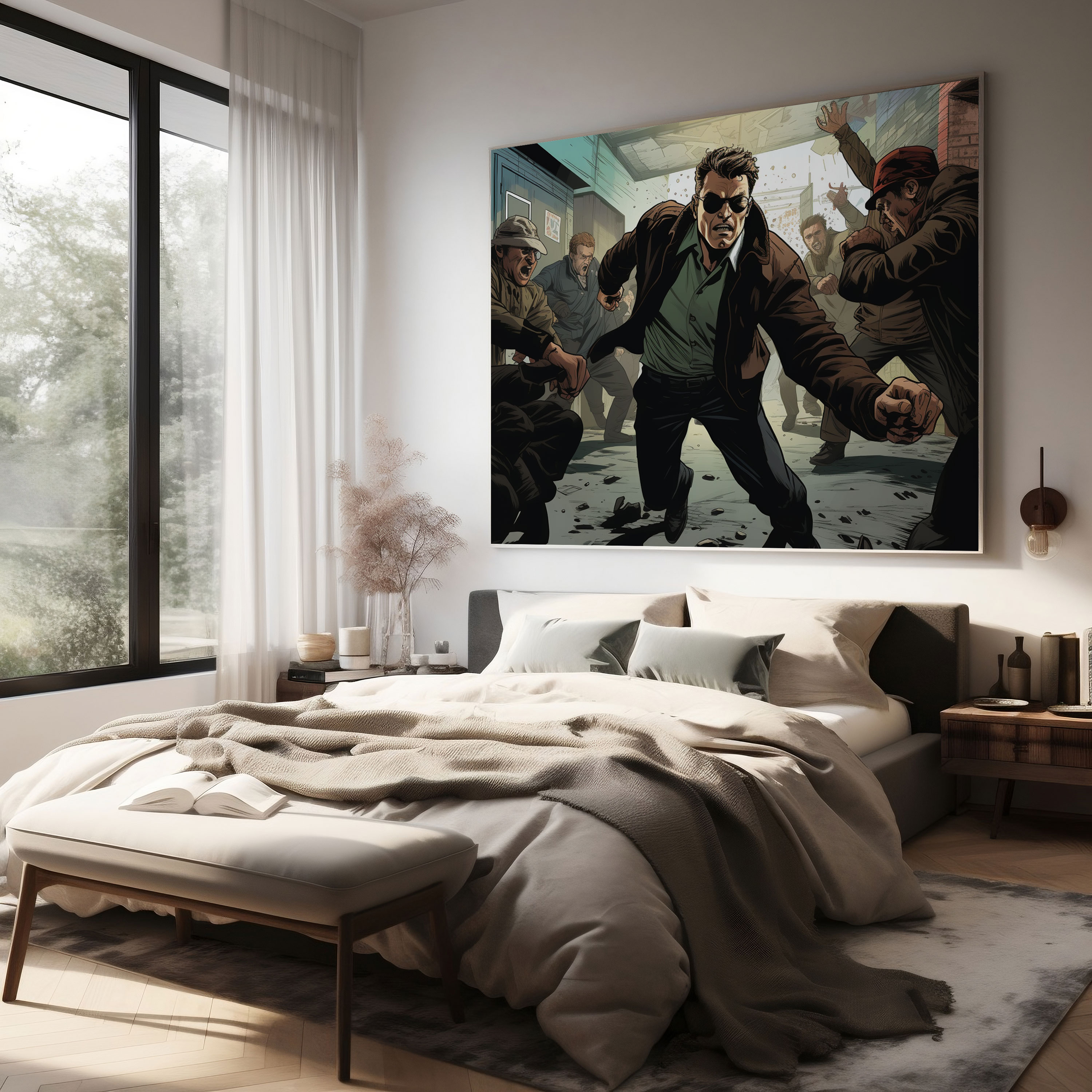 Pulp Fiction Duvar Sanatı - Retro Çizgi Roman Dedektifi - Canlı Renklerle Pulp Fiction Retro Çizgi Roman Kanvas Tablo