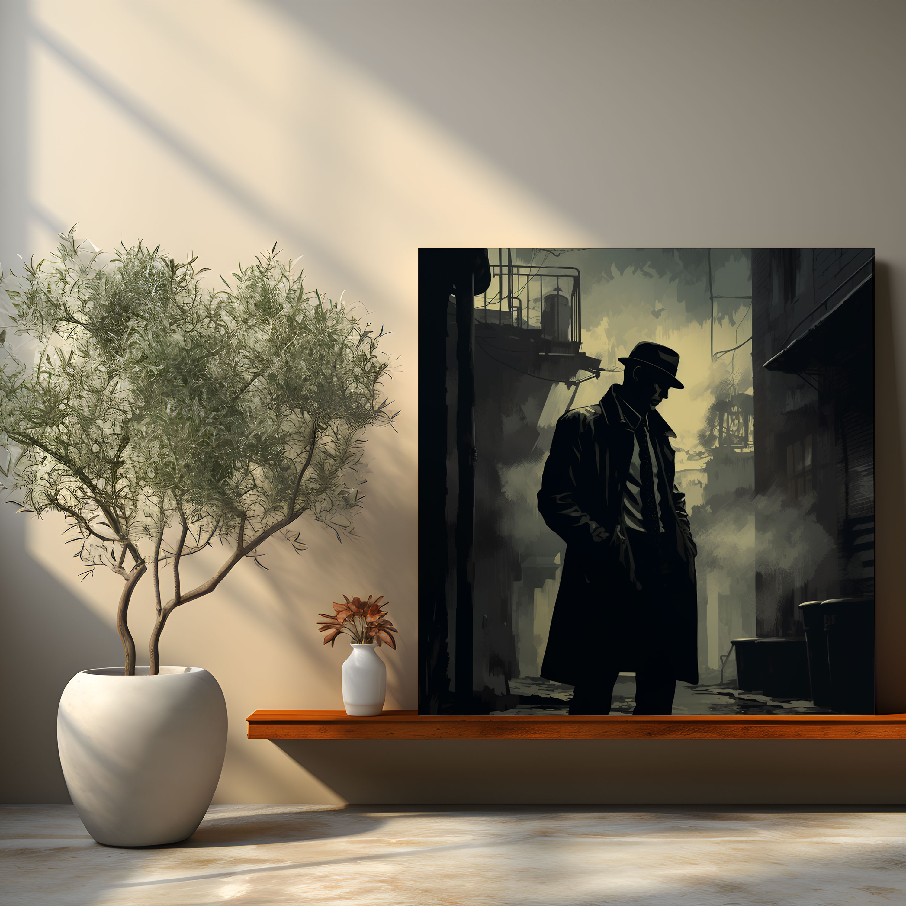 Pulp Fiction Wall Decoration - Pulp Fiction, Noir, Smoking Cigarette, Canvas Wall Art