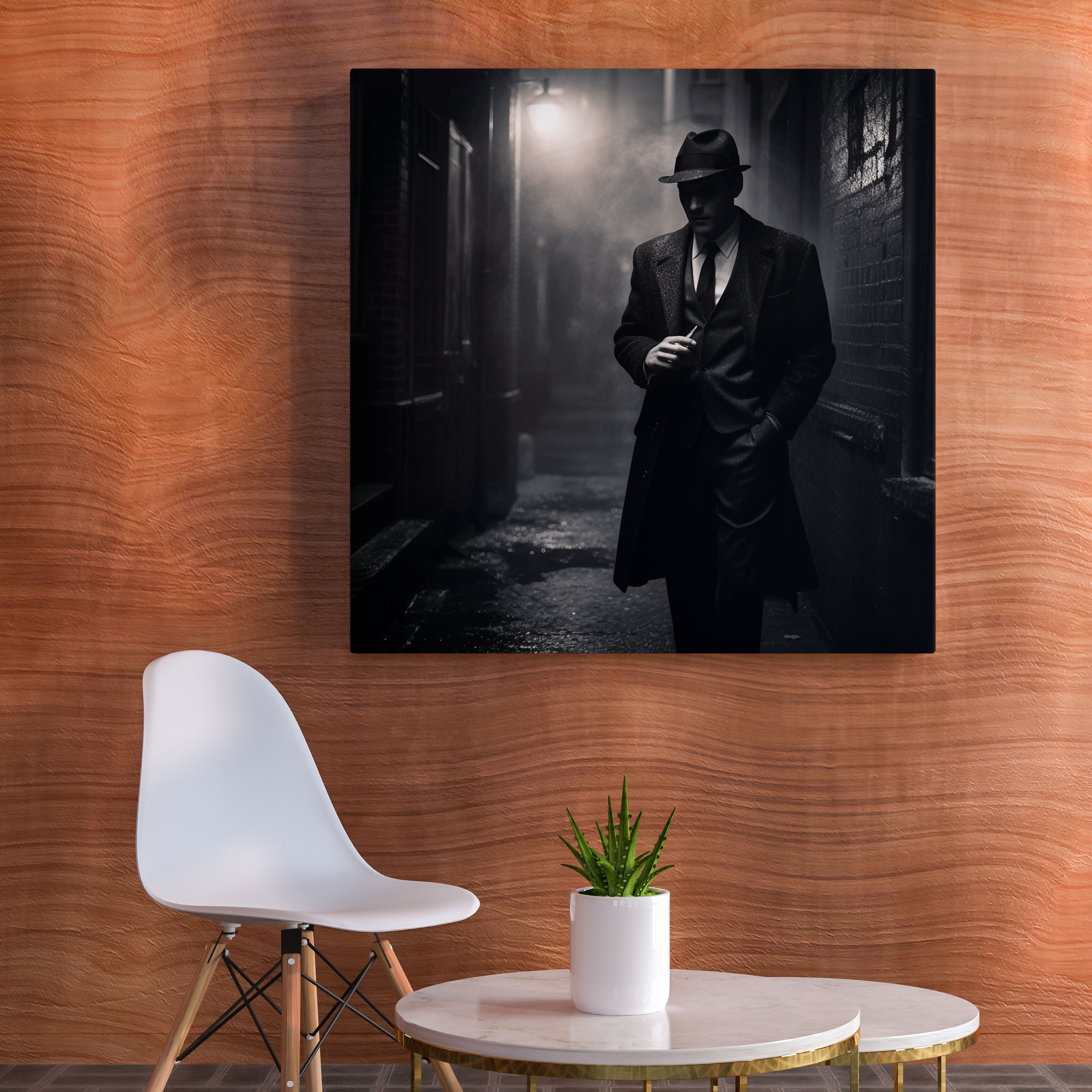 Pulp Fiction Kanvas Tablo - Pulp Fiction Sigara Özel Dedektif Siyah Beyaz Fotoğraf