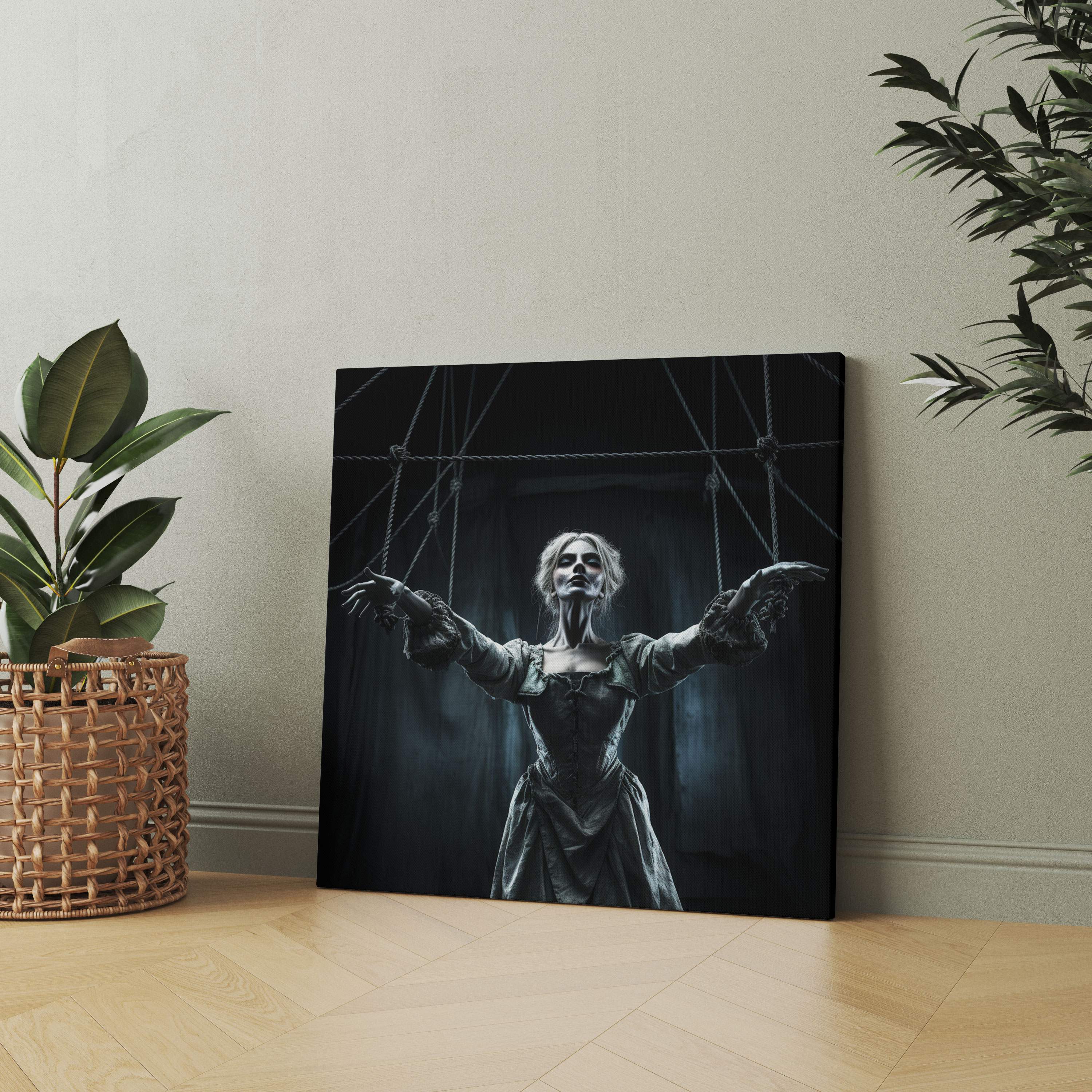 Graceful Marionette Wall Art - Puppet, Wall Art, Canvas Print, Dark Theatrical Backdrop