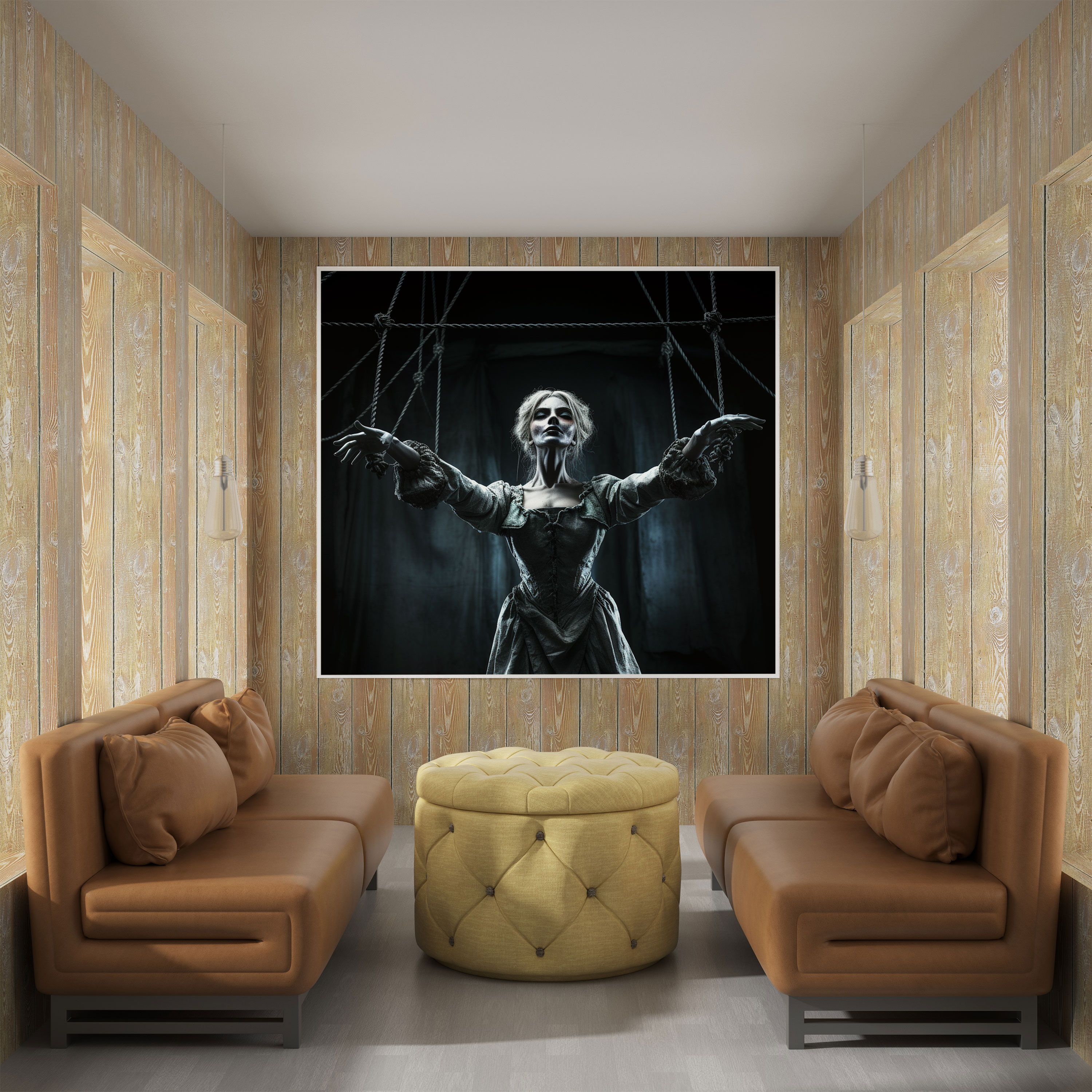 Graceful Marionette Wall Art - Puppet, Wall Art, Canvas Print, Dark Theatrical Backdrop