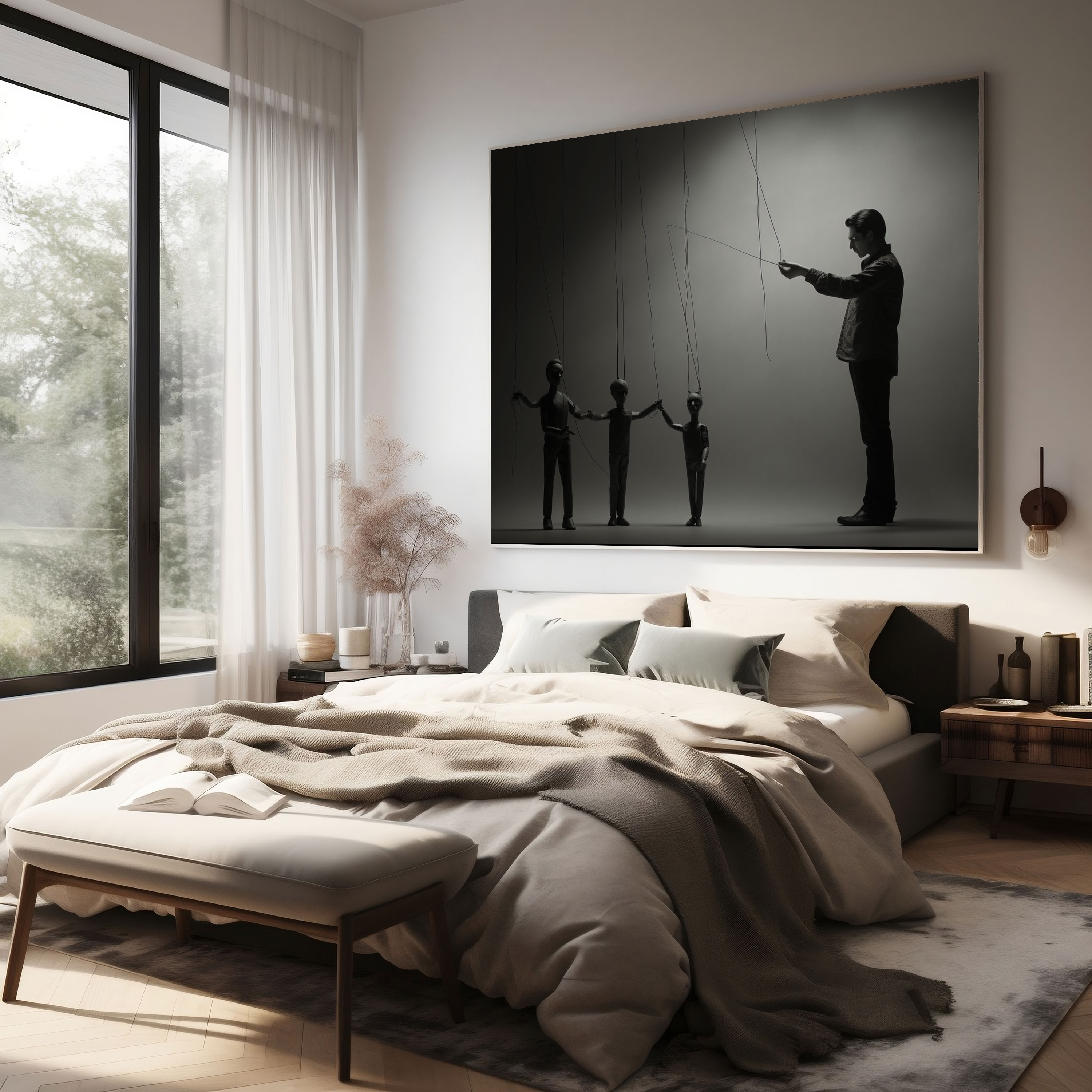 Minimalist Marionette Canvas Print - Puppet, Puppeteer, Sophistication, Canvas Wall Art