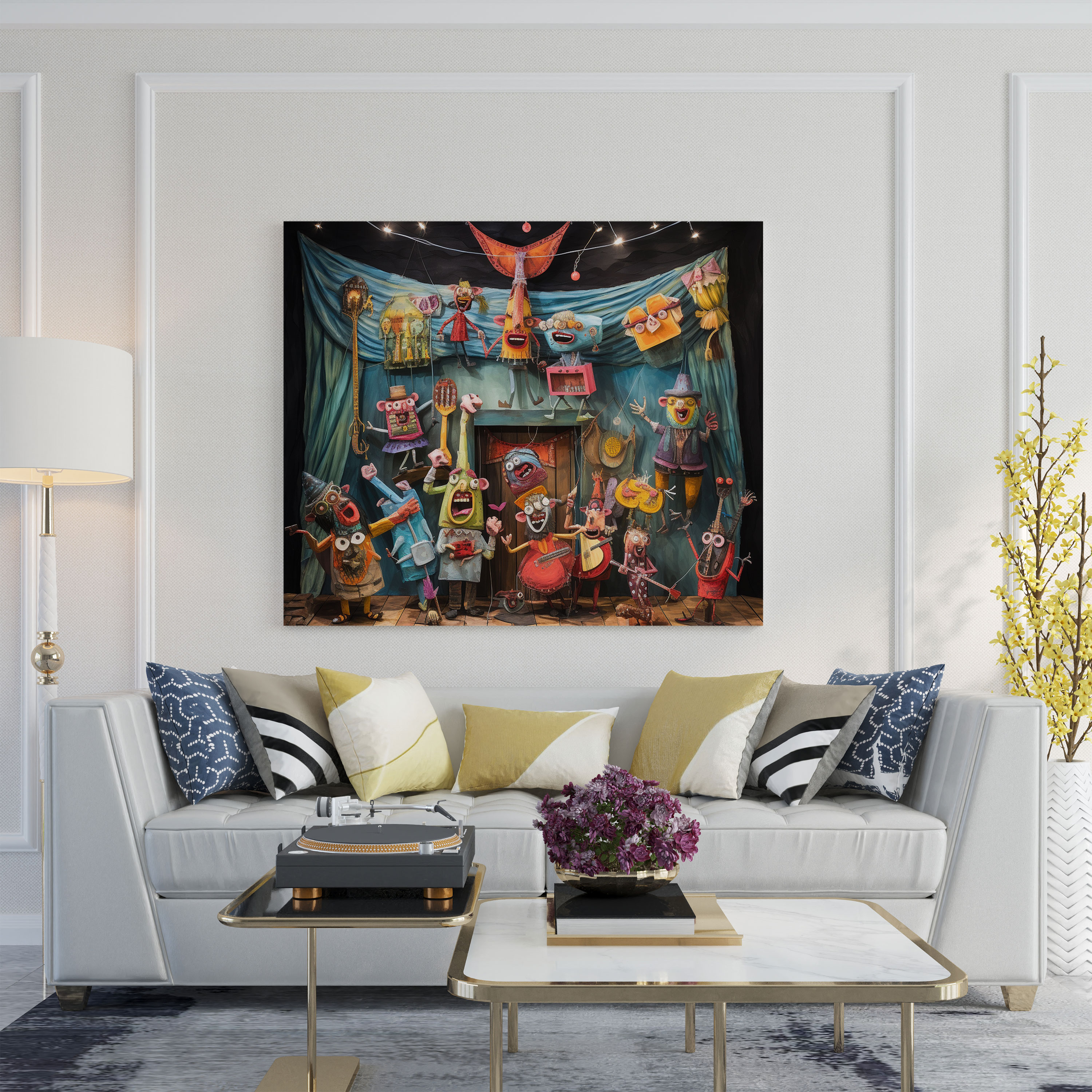 Colorful Puppet Performance Wall Art - Puppet, Vibrant, Whimsical, Performing