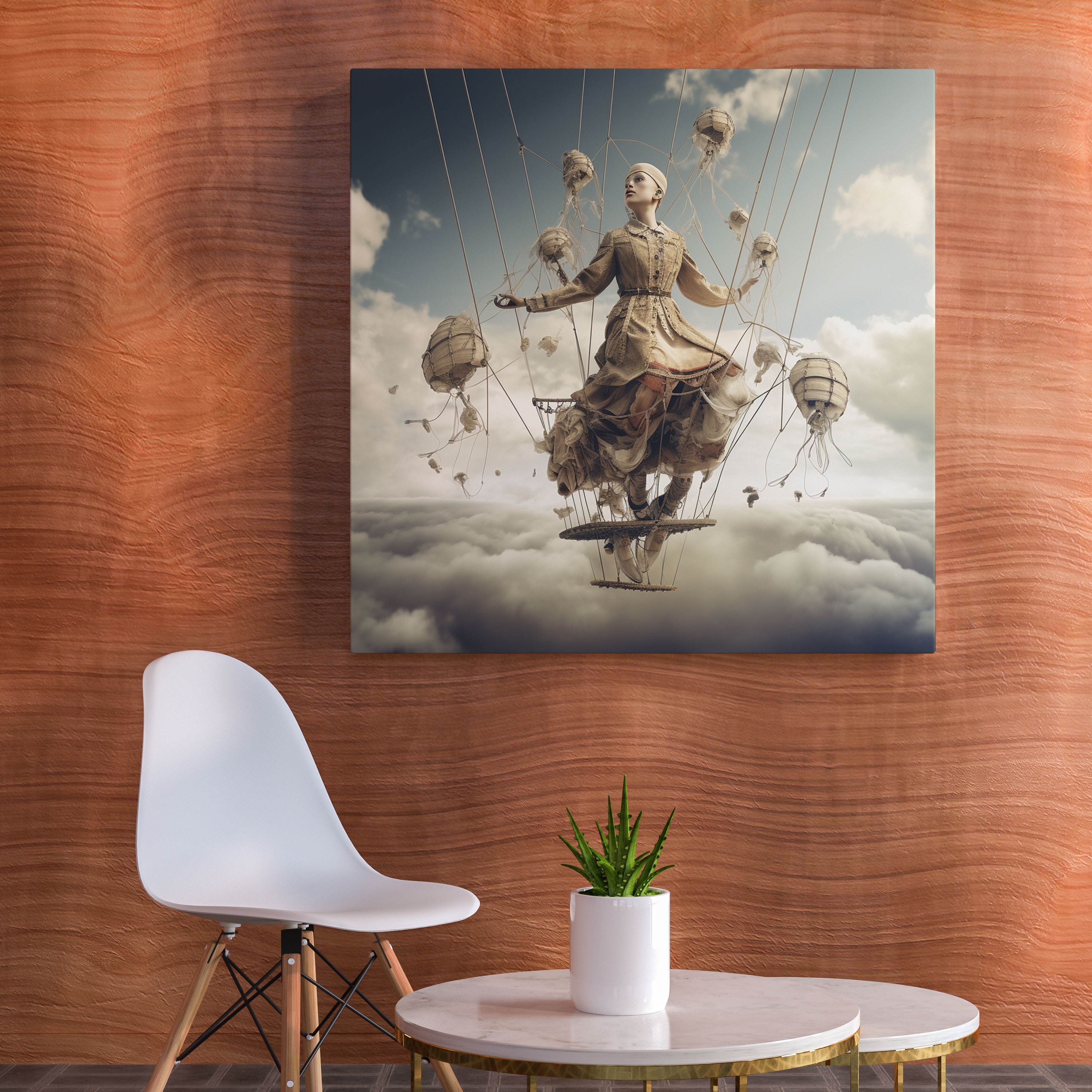 Surreales Marionetten Leinwandbild - Marionette Leinwand Wandkunst Fäden