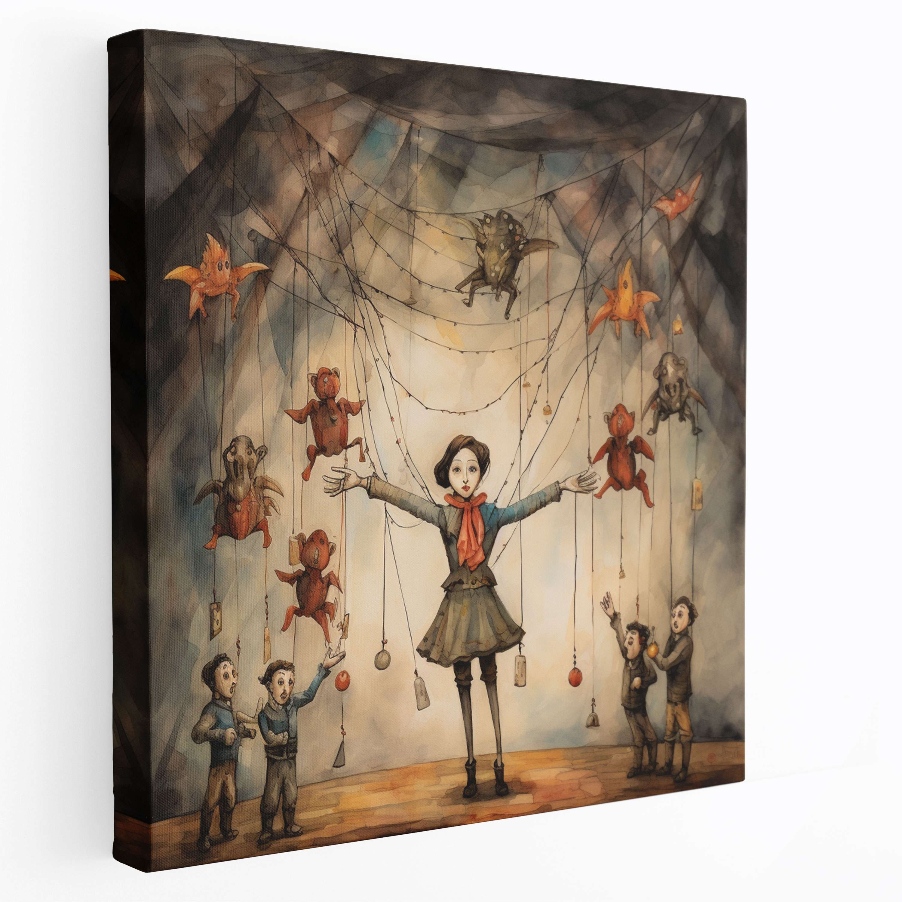 Whimsical Dancing Puppets Wall Art - Puppet, Canvas, Dancing, Wall Decoration