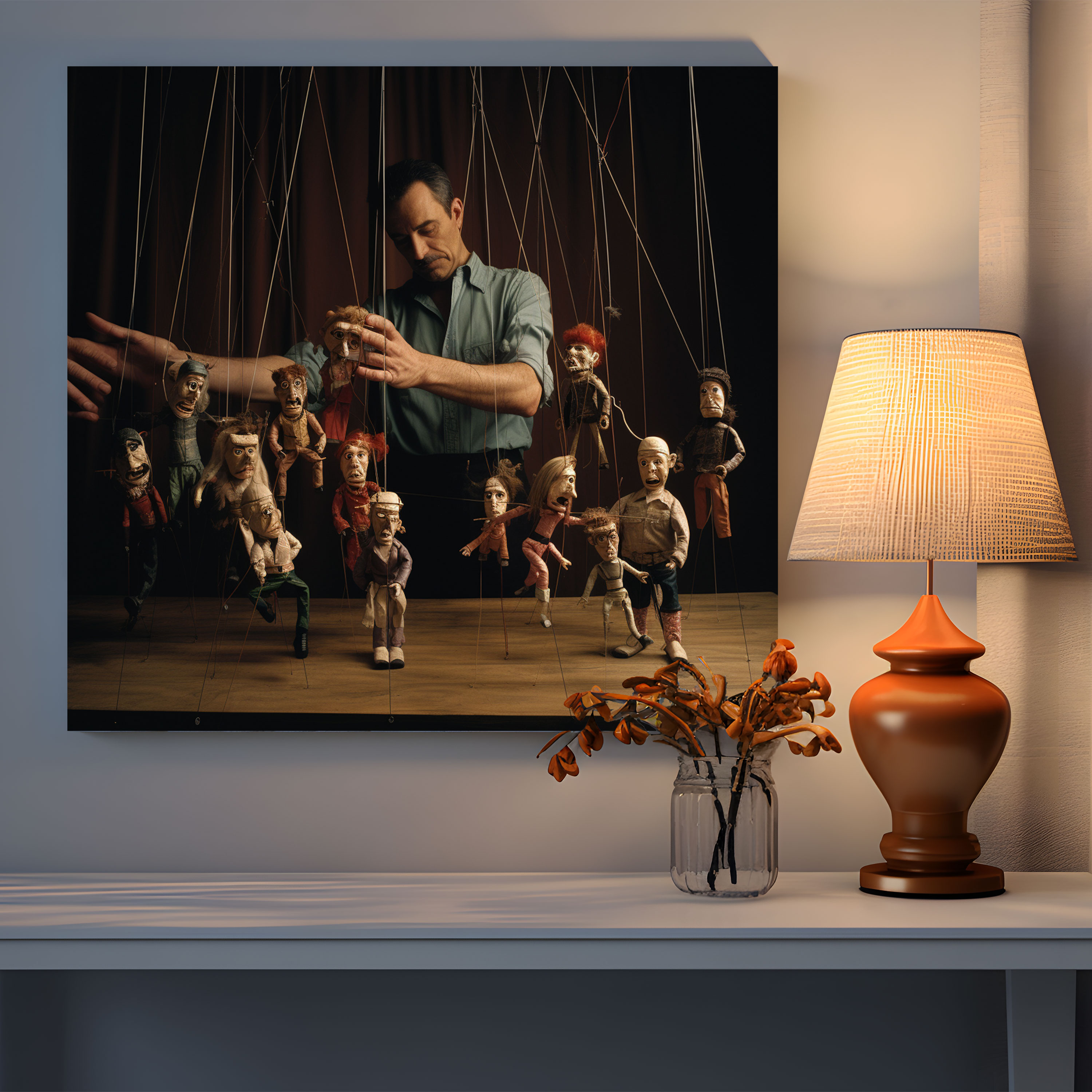 Puppenspieler Leinwandbild - Puppe Wanddekoration Wandkunst