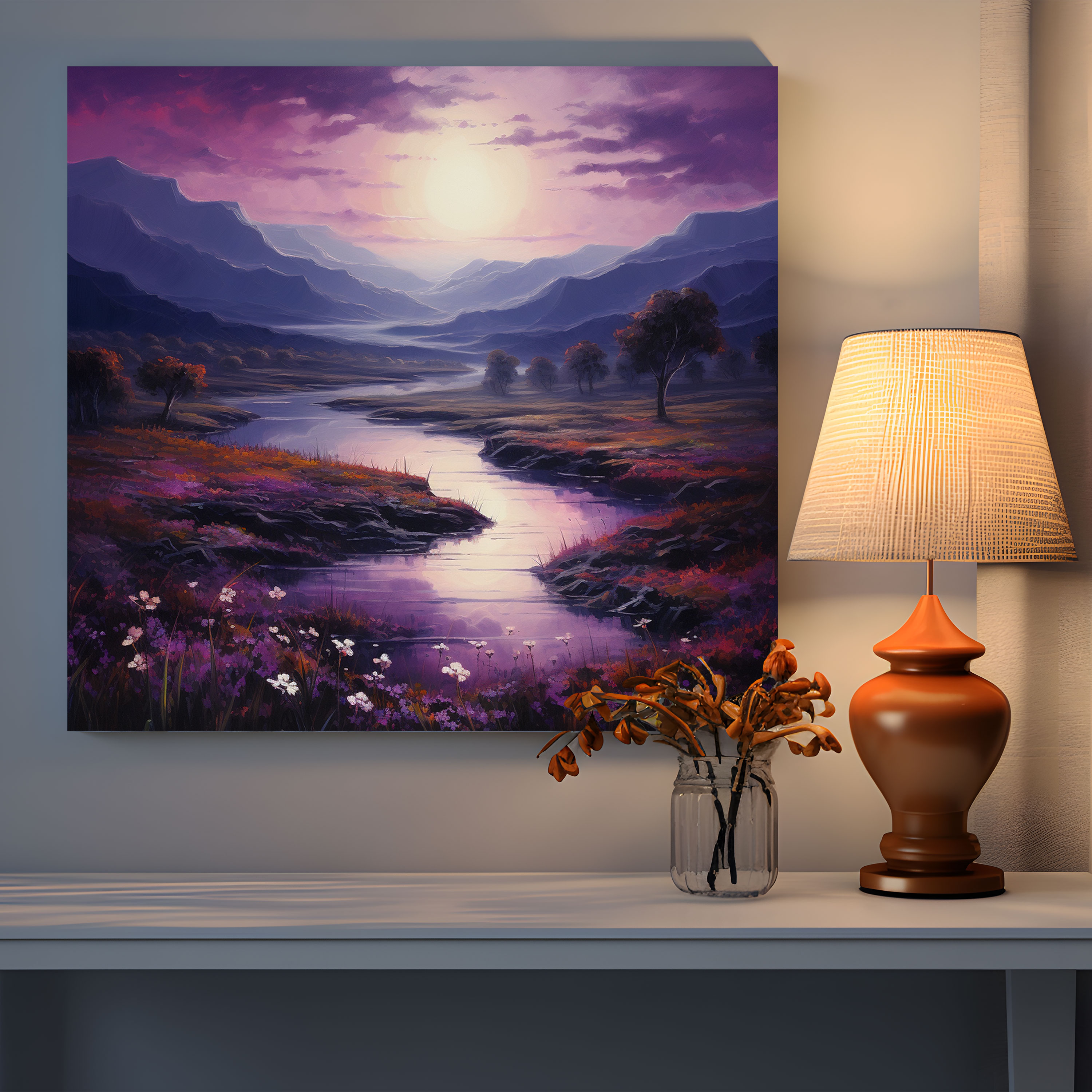 Purple Landscape Canvas Print - Purple, Canvas, Home Decoration, Purple Wall Art