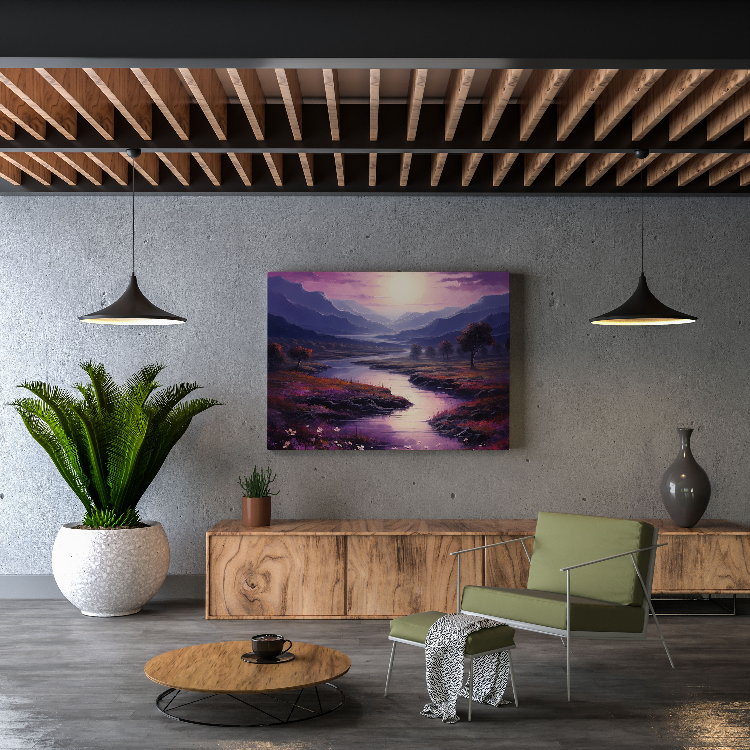 Purple Landscape Canvas Print - Purple, Canvas, Home Decoration, Purple Wall Art