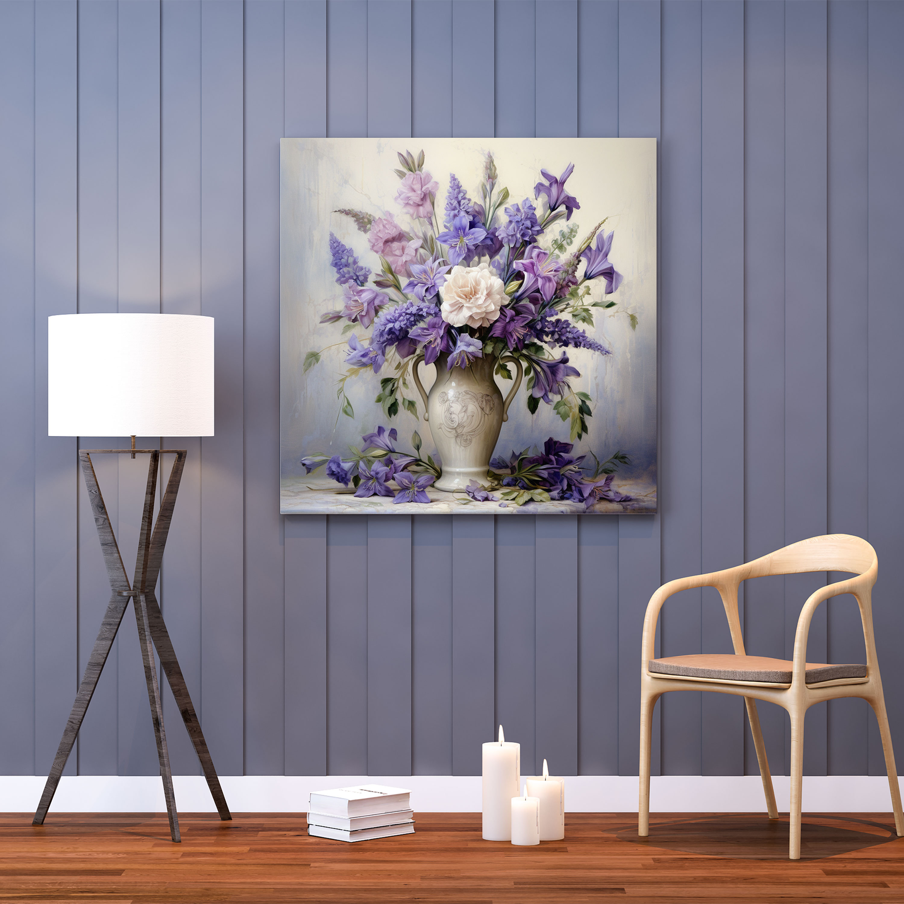 Purple Flower Bouquet Canvas Print - Purple, Canvas, Purple Wall Decoration, Purple Flower Bouquet Canvas Print