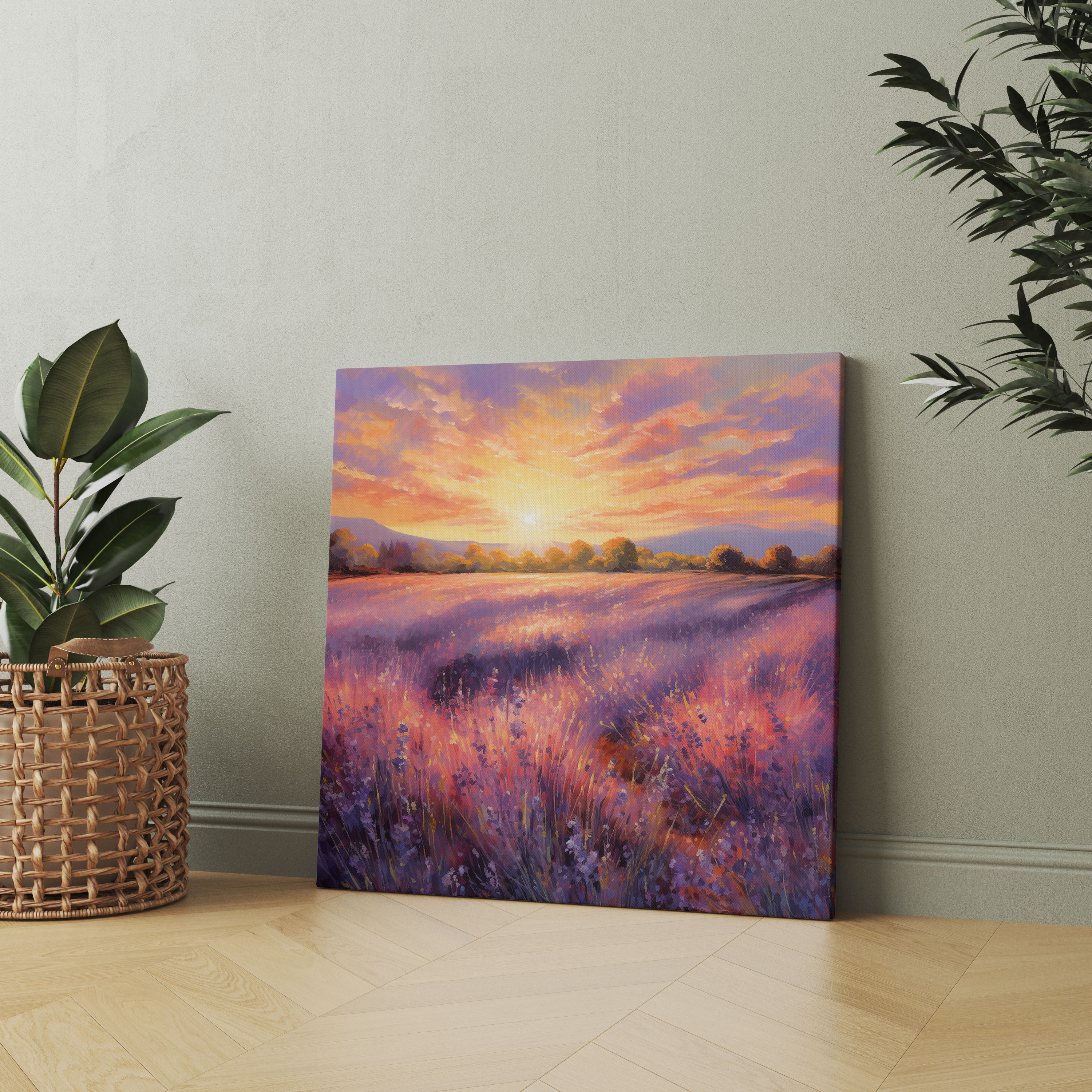 Purple Lavender Field Canvas Print - Purple, Canvas Wall Art, Home Decoration, Canvas