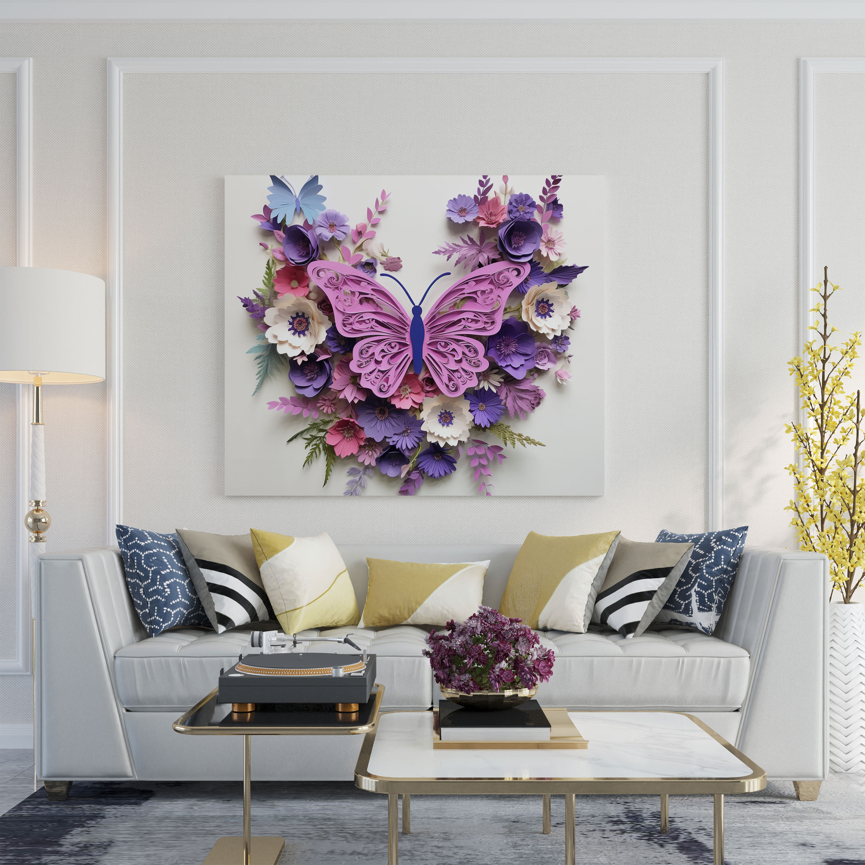 Purple Butterfly Wall Art - Purple, Butterfly, Wall Art, Flowers