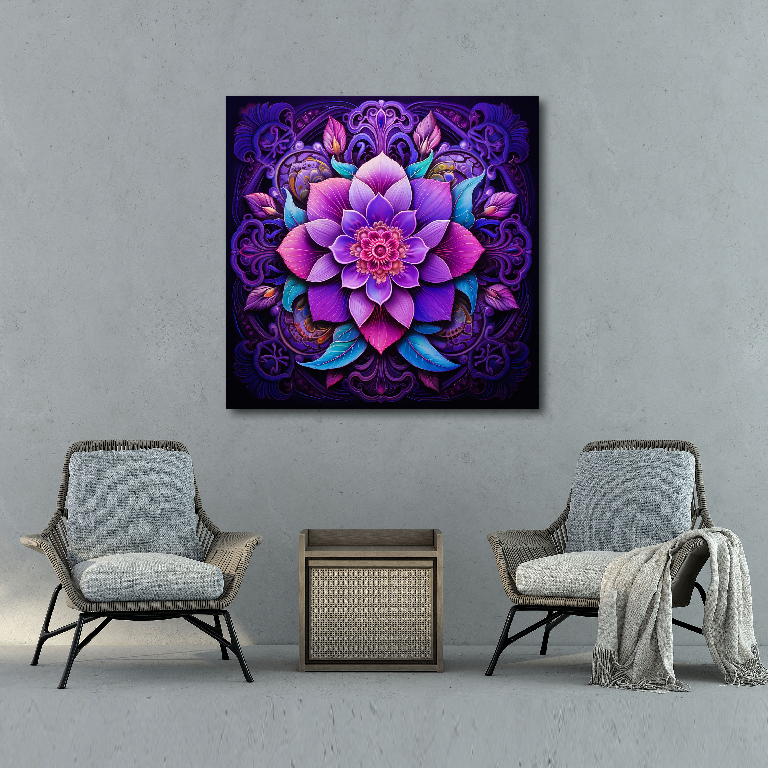 Purple Mandala Canvas Print - Purple, Wall Decoration, Canvas Wall Art, Wall Art