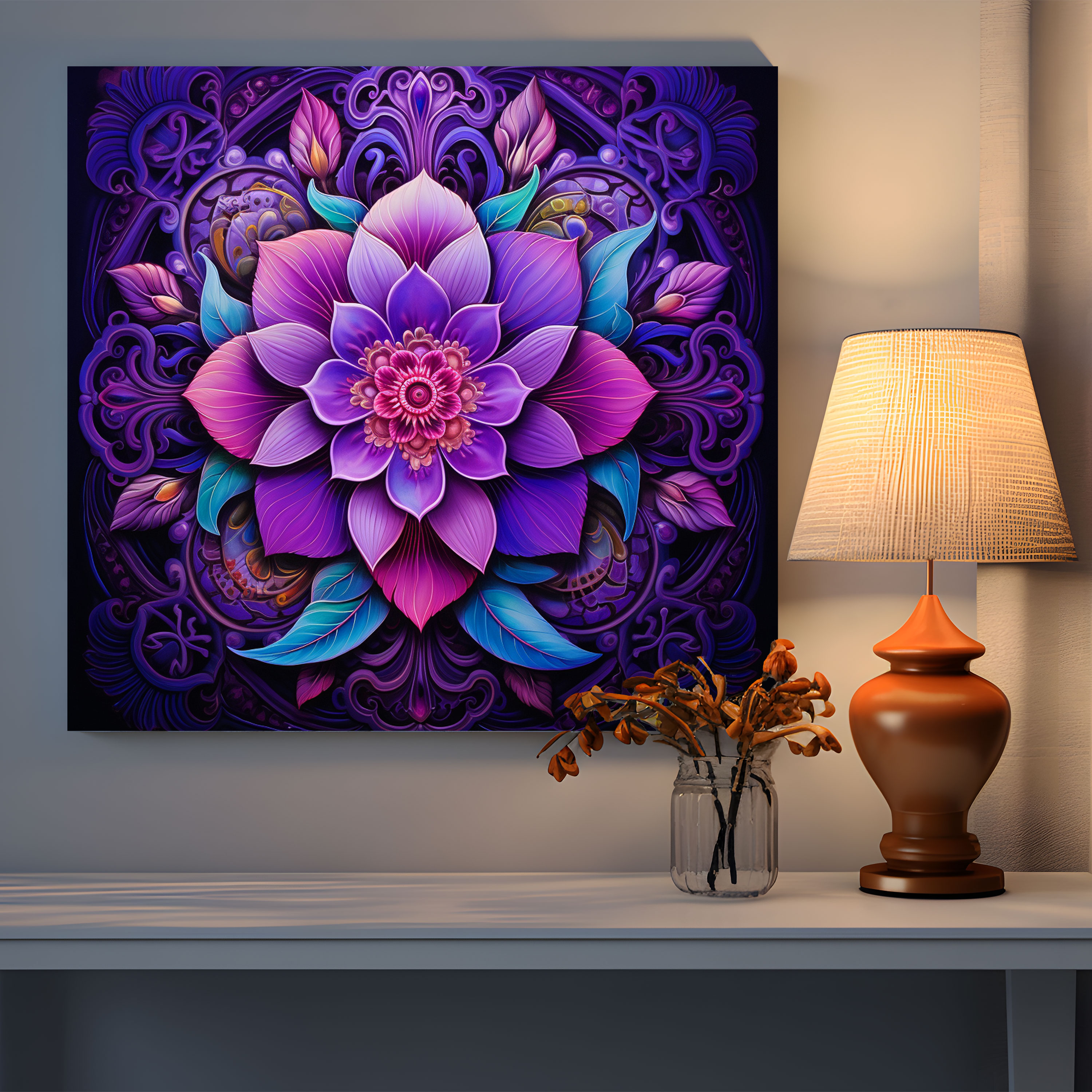 Purple Mandala Canvas Print - Purple, Wall Decoration, Canvas Wall Art, Wall Art
