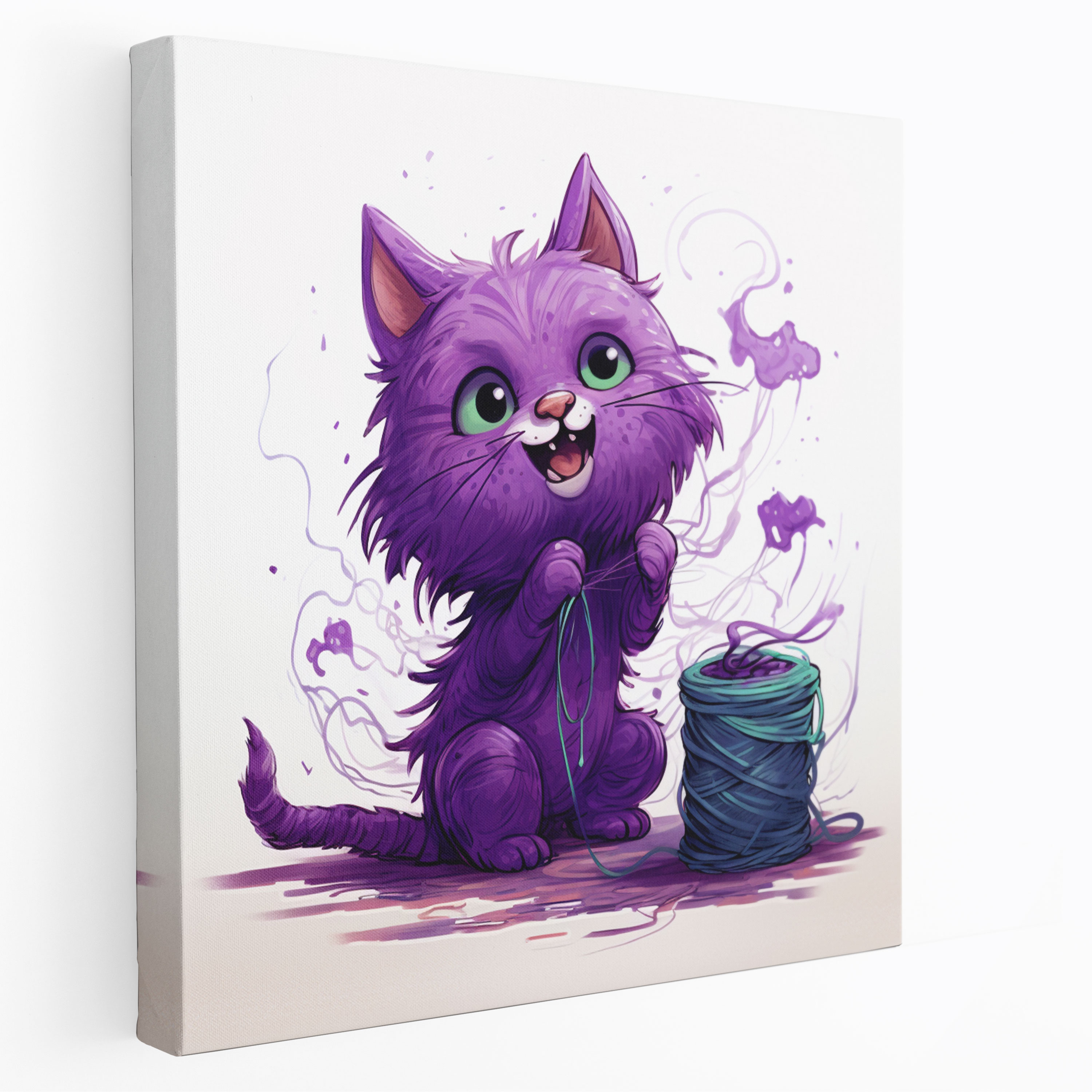 Mischievous Purple Cat Canvas Print - Purple, Canvas Wall Art, Mischievous Purple Cat, Canvas Print