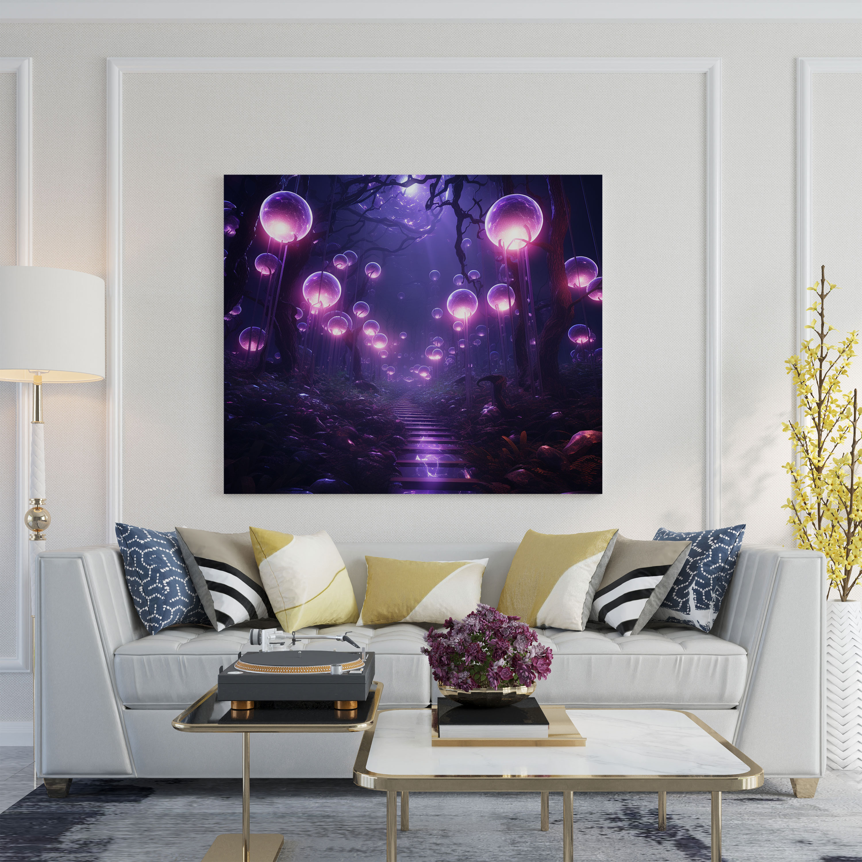 Mystical Purple Forest Canvas Print - Purple, Canvas Print, Wall Decoration, Wall Art