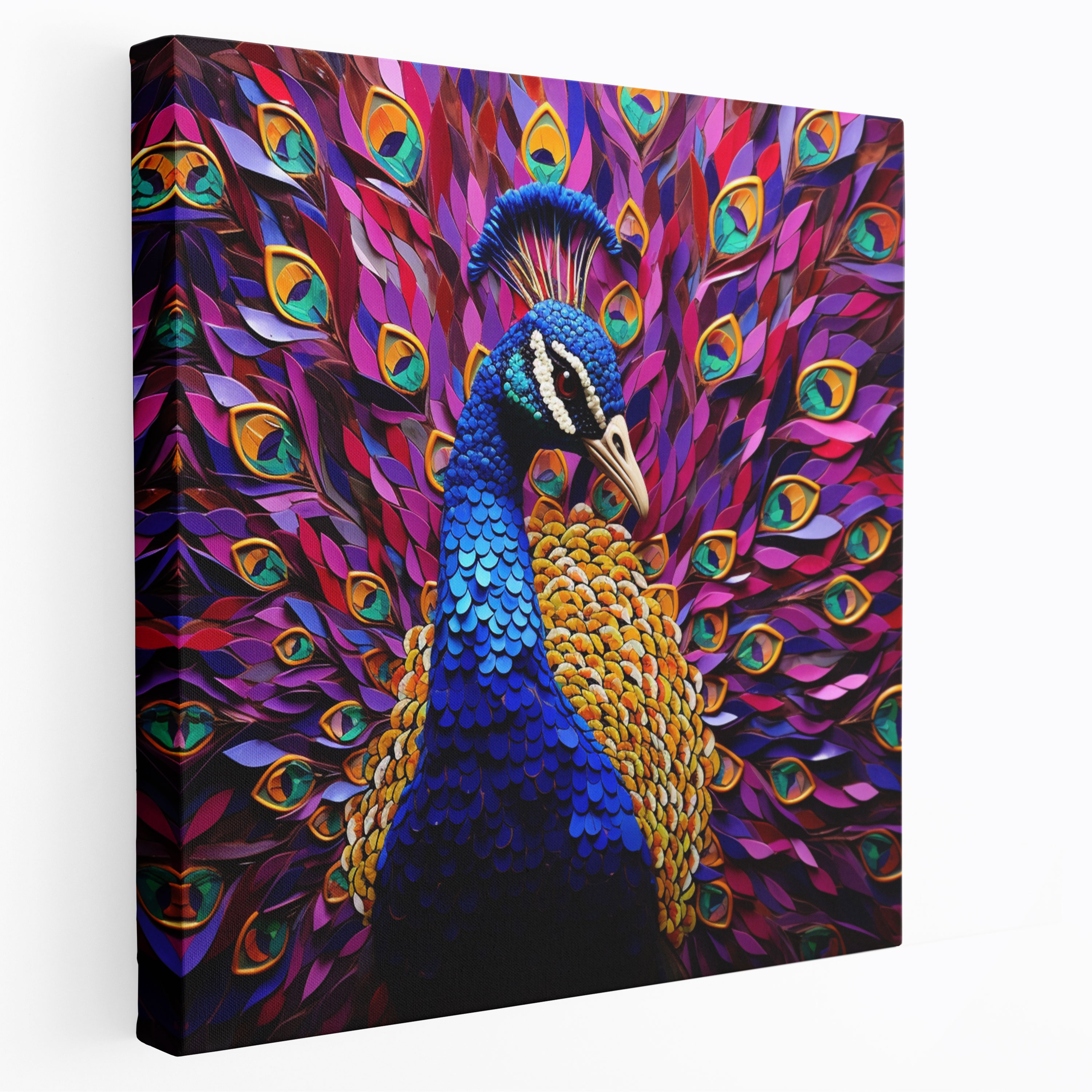 Purple Peacock Mosaic Canvas Print - Purple, Wall Art, Canvas, Canvas Print