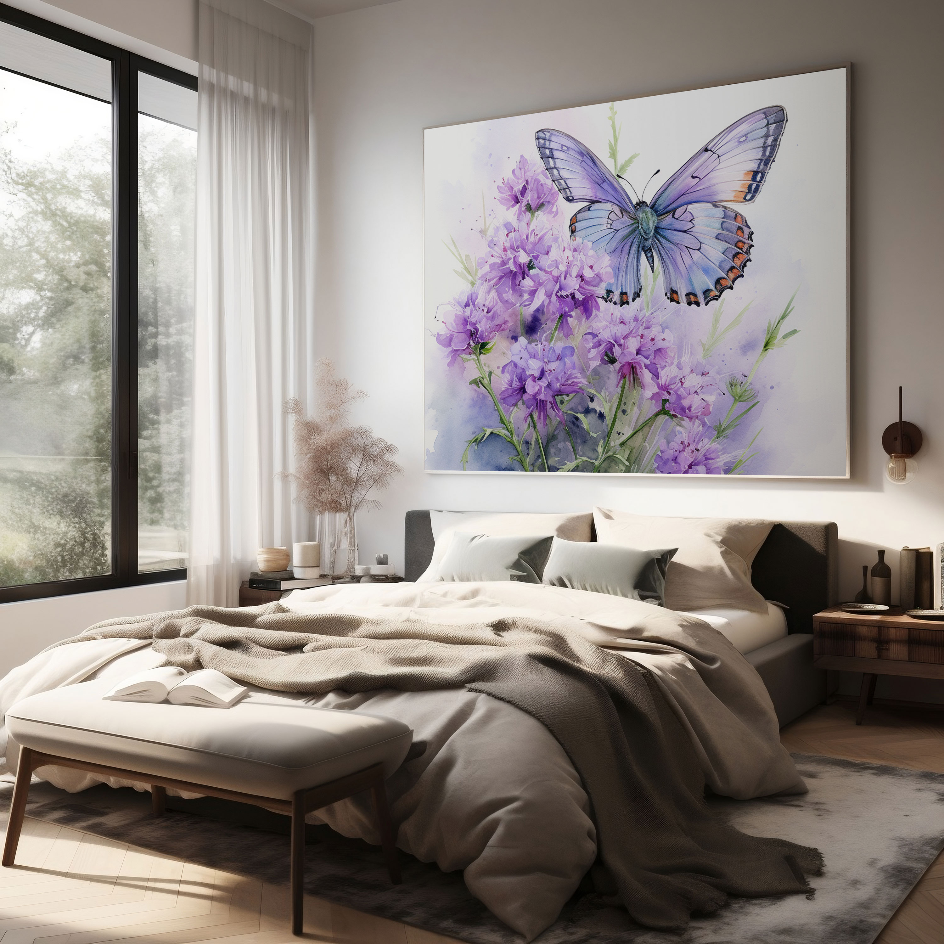 Delicate Purple Butterfly Canvas Print - Purple, Home Decoration, Canvas, Delicate Purple Butterfly