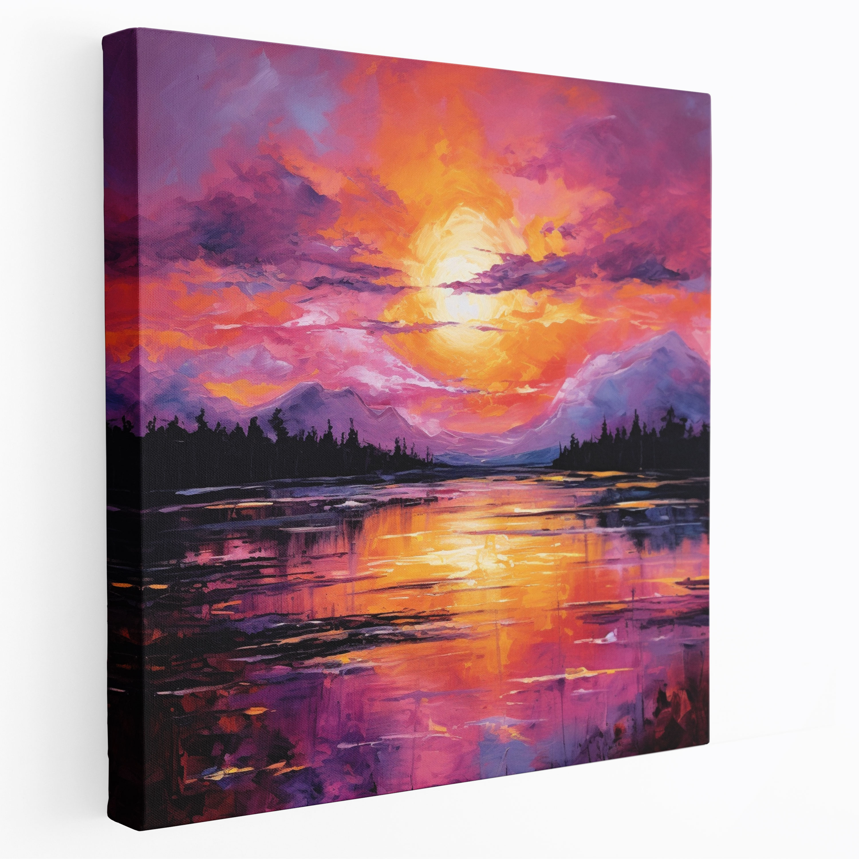 Purple Sunset Canvas Print - Abstract Acrylic Painting - Purple, Wall Art, Home Decoration, Canvas Wall Art