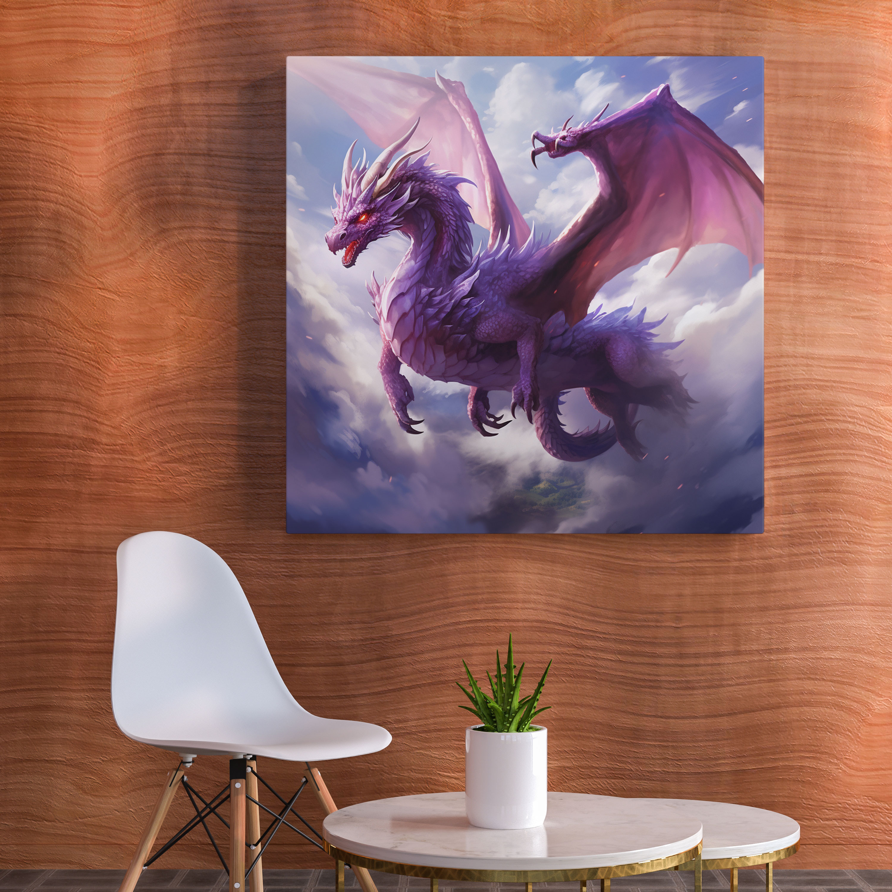Purple Dragon Canvas Print - Digital Painting - Purple, Purple Theme, Canvas, Digital Painting